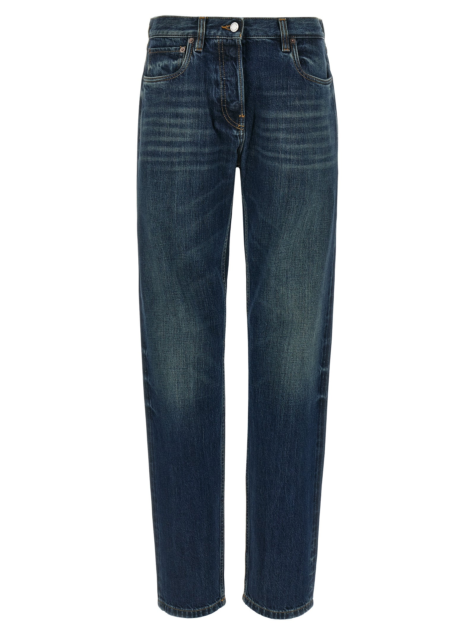 Prada Blue Cotton Straight-Leg Jeans Prada