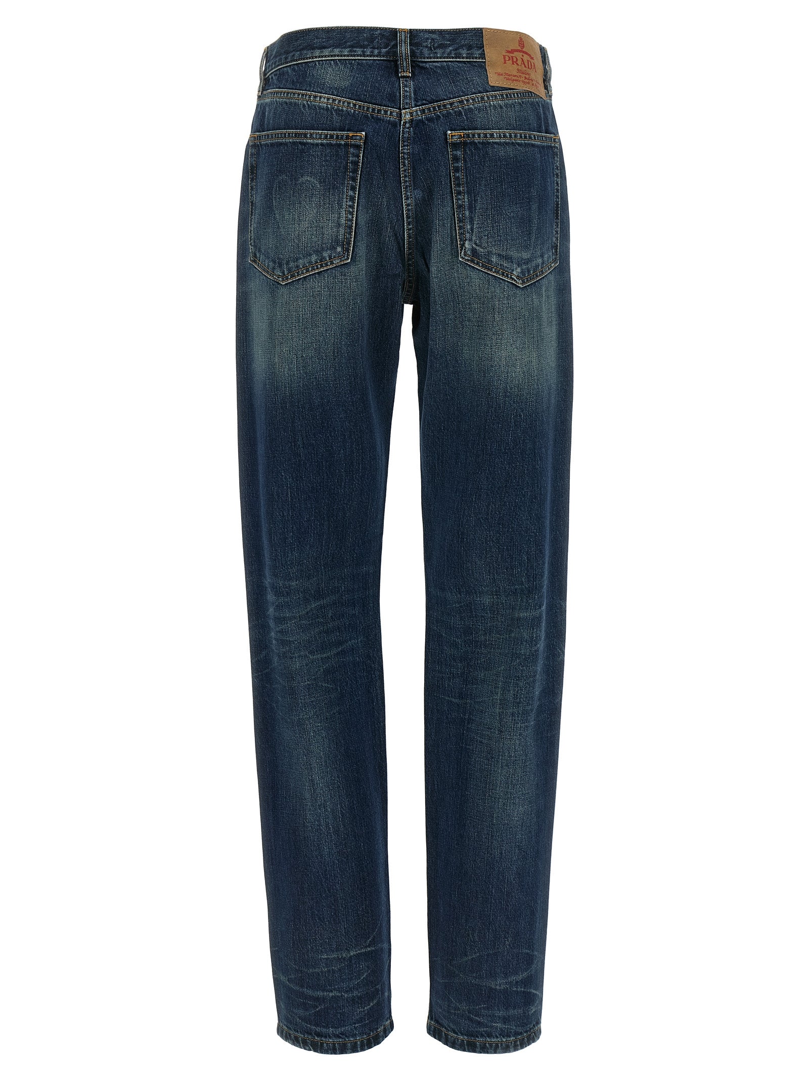 Prada Blue Cotton Straight-Leg Jeans Prada