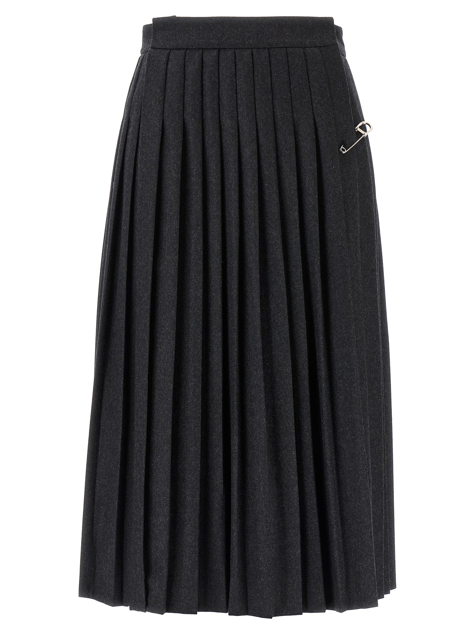 Prada Gray Virgin Wool Midi Skirt Prada