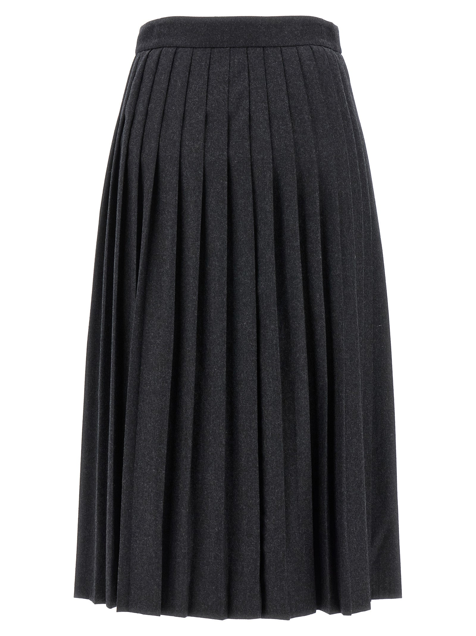 Prada Gray Virgin Wool Midi Skirt Prada