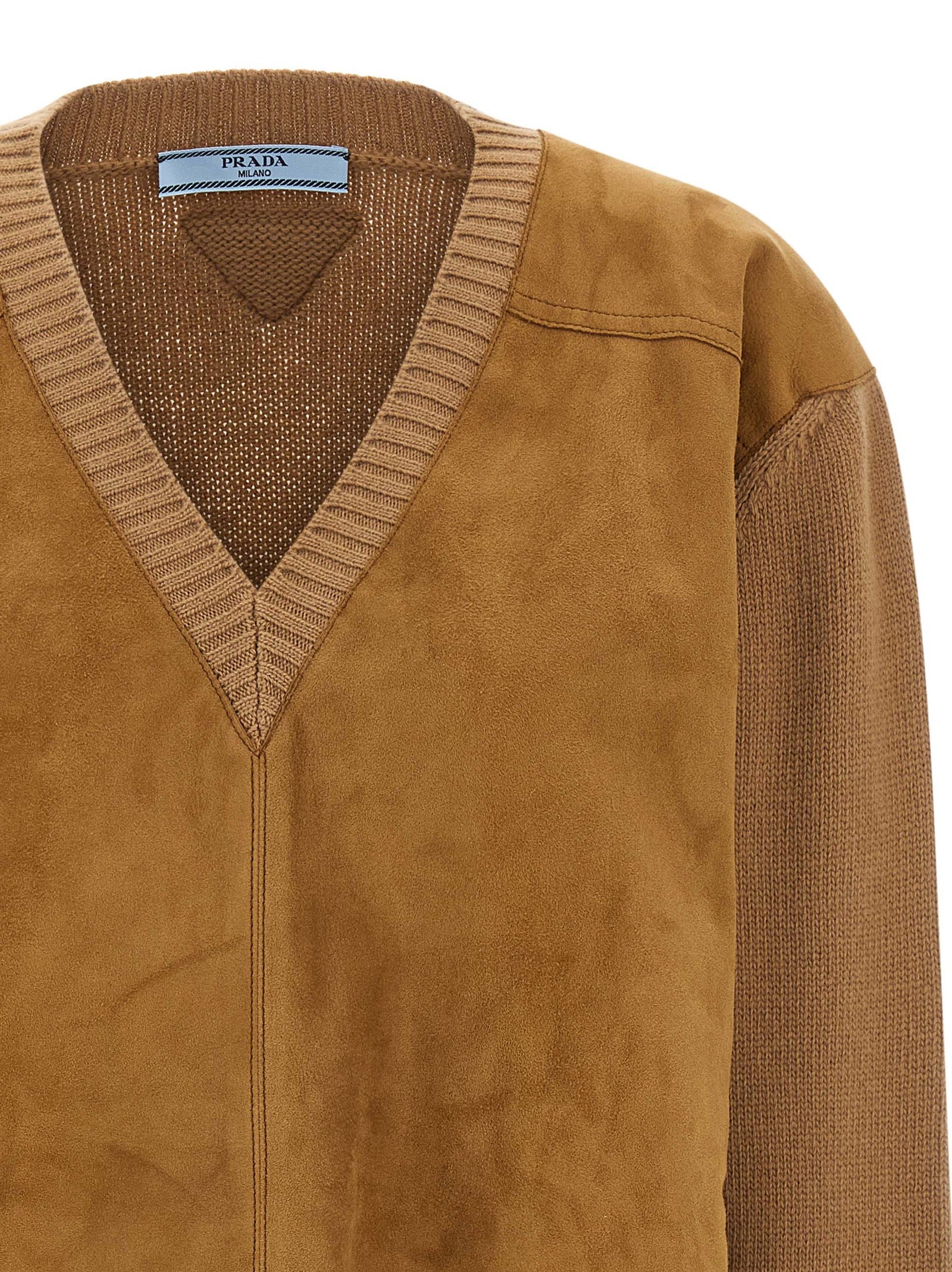 Prada Brown Virgin Wool Cardigan Prada