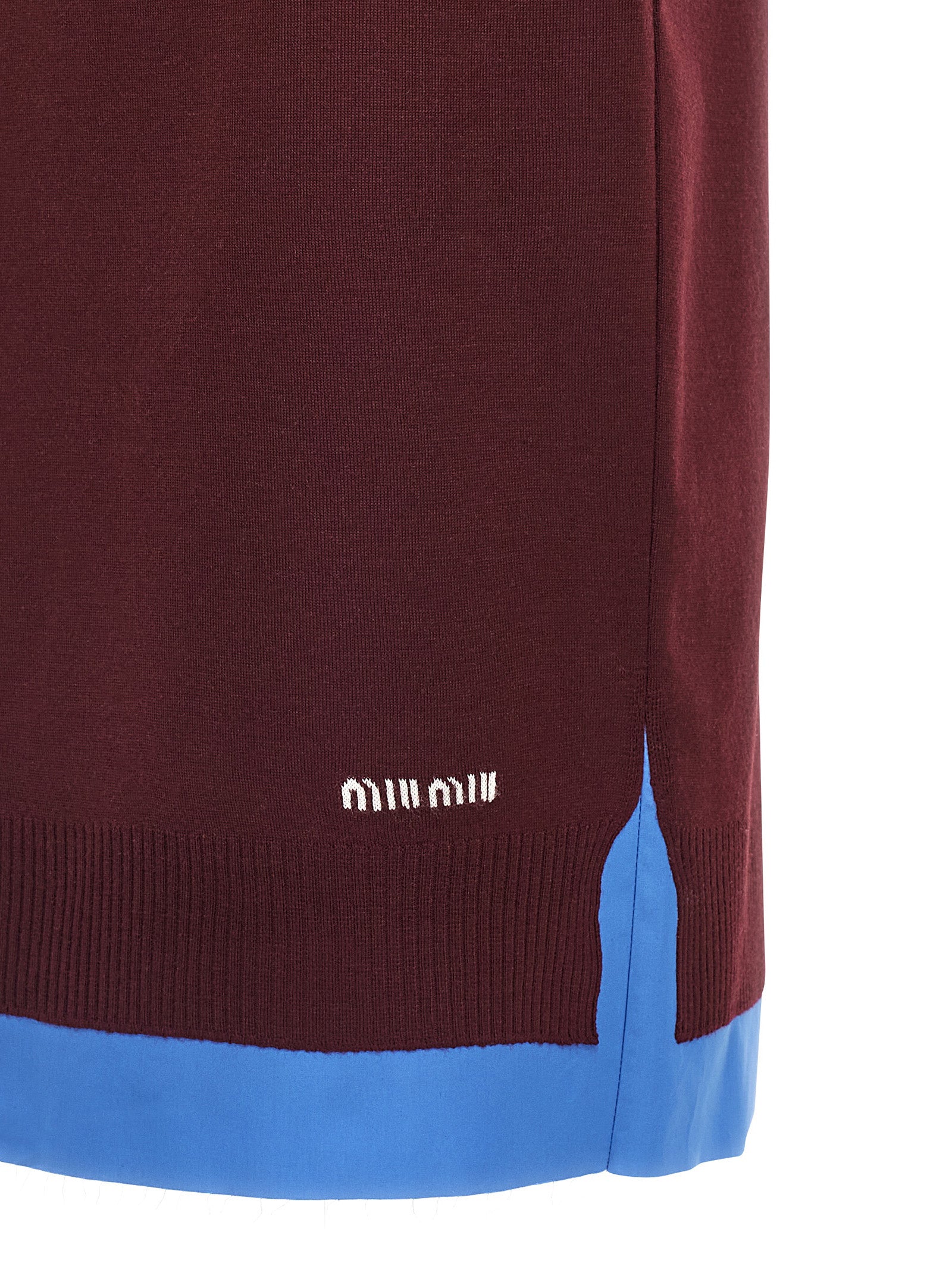 Miu Miu Bordeaux Virgin Wool Midi Skirt Miu Miu