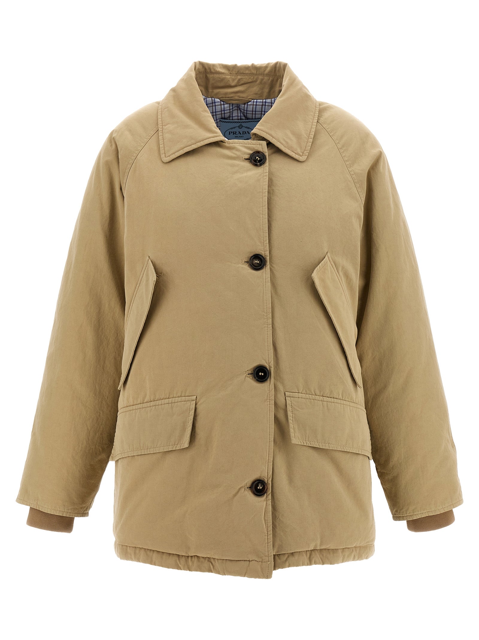 Prada Beige Cotton Full-Length Jacket Prada