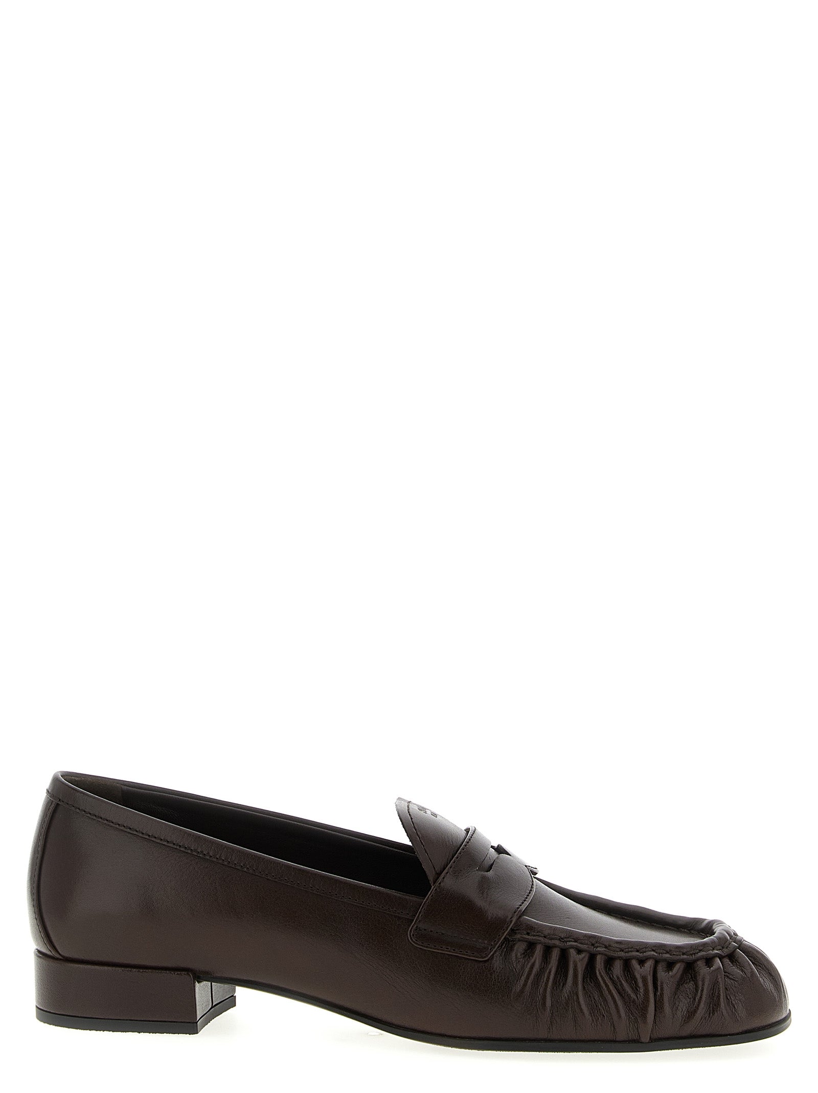 Prada Brown Buffalo Leather Slip-On Loafers Prada