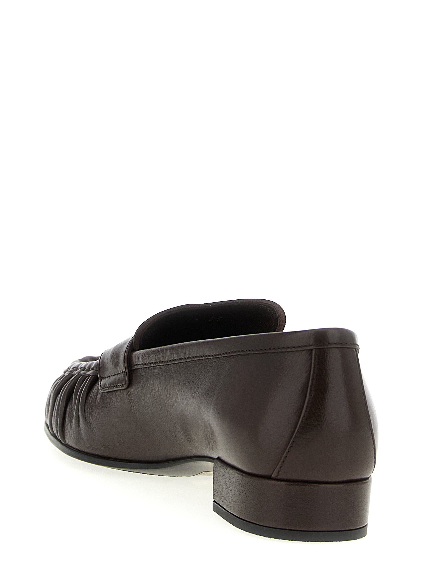 Prada Brown Buffalo Leather Slip-On Loafers Prada