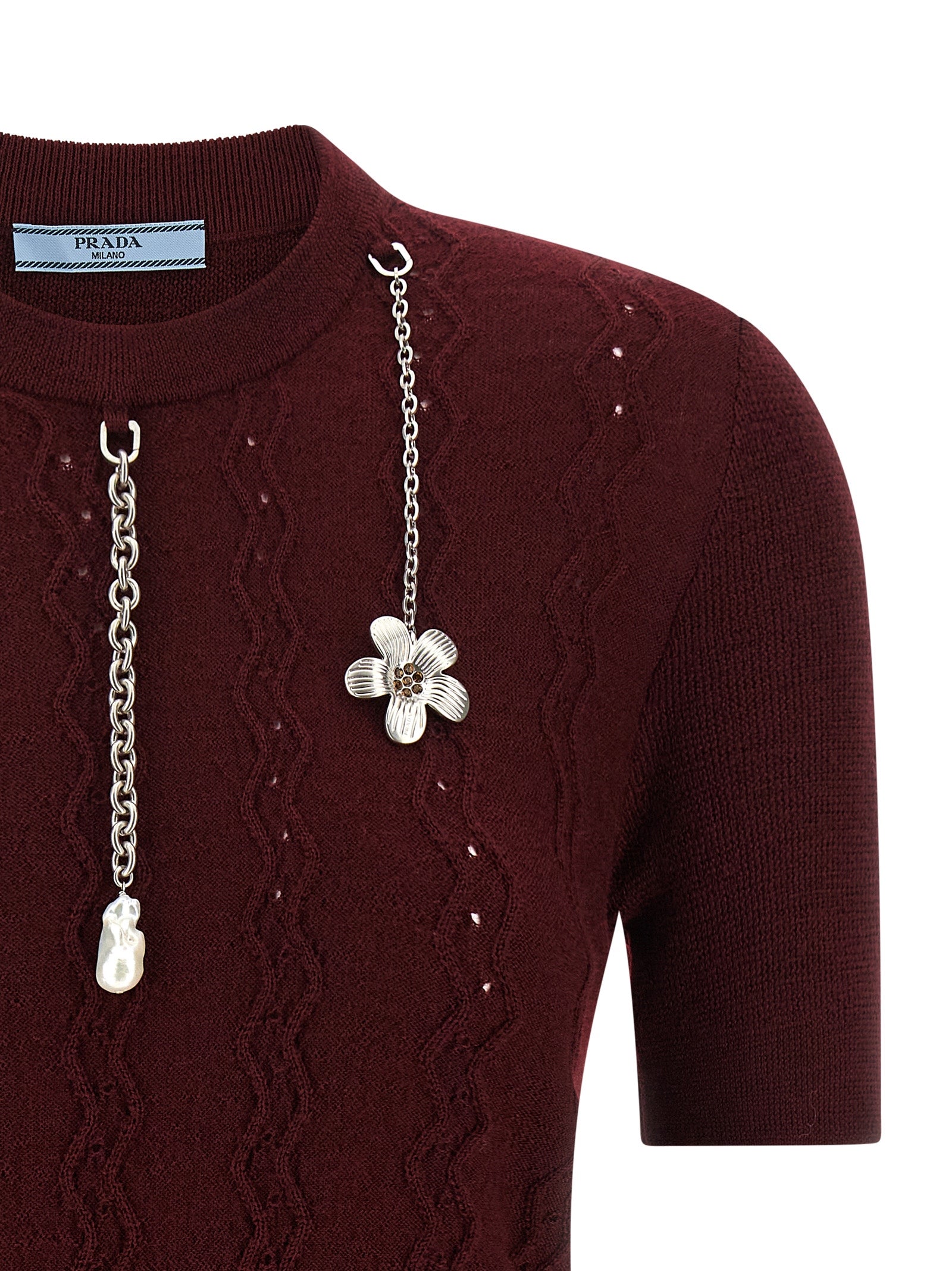 Prada Bordeaux Virgin Wool Cardigan Prada