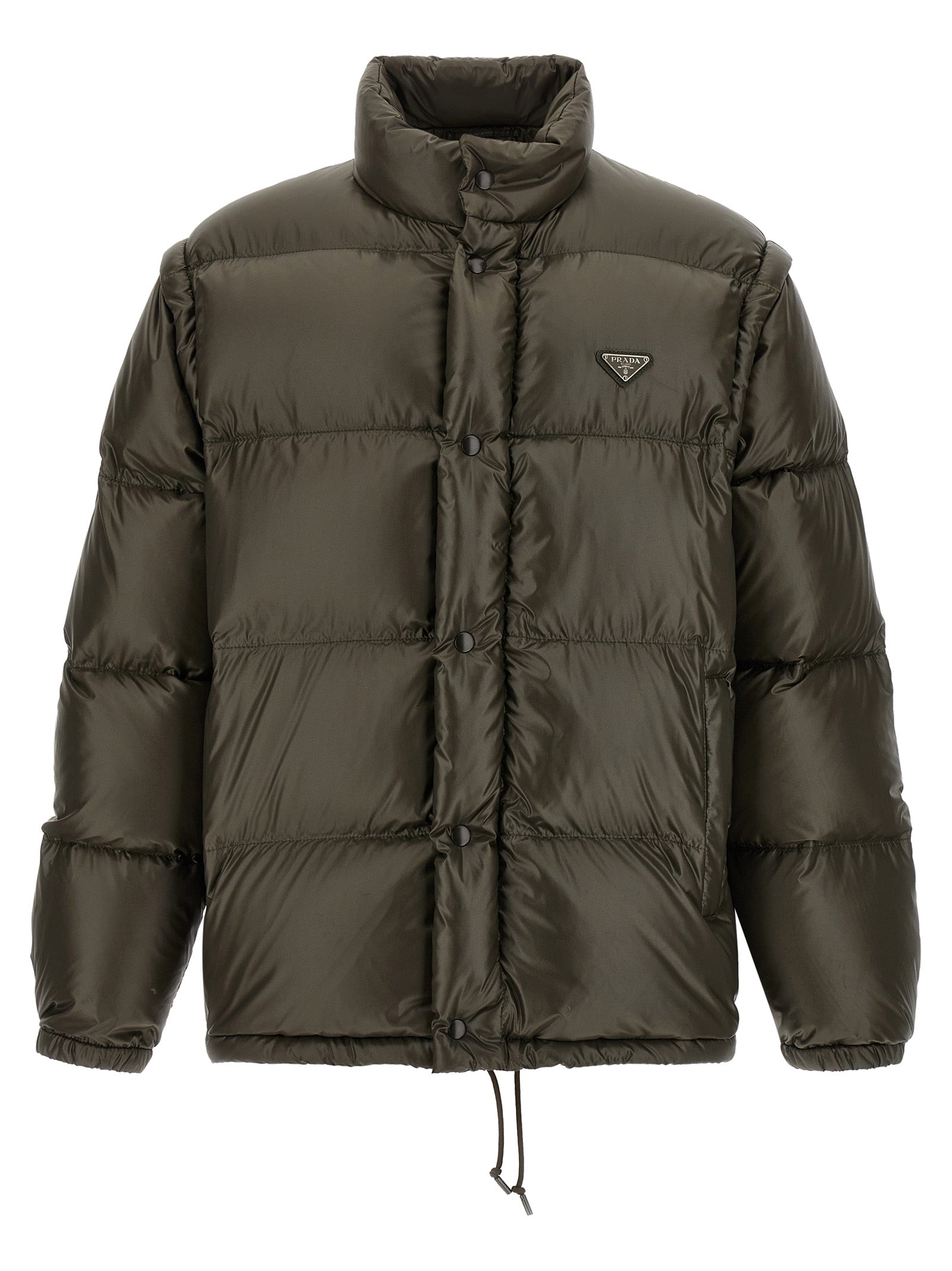 Prada Gray Recycled Polyamide Full-Length Jacket Prada
