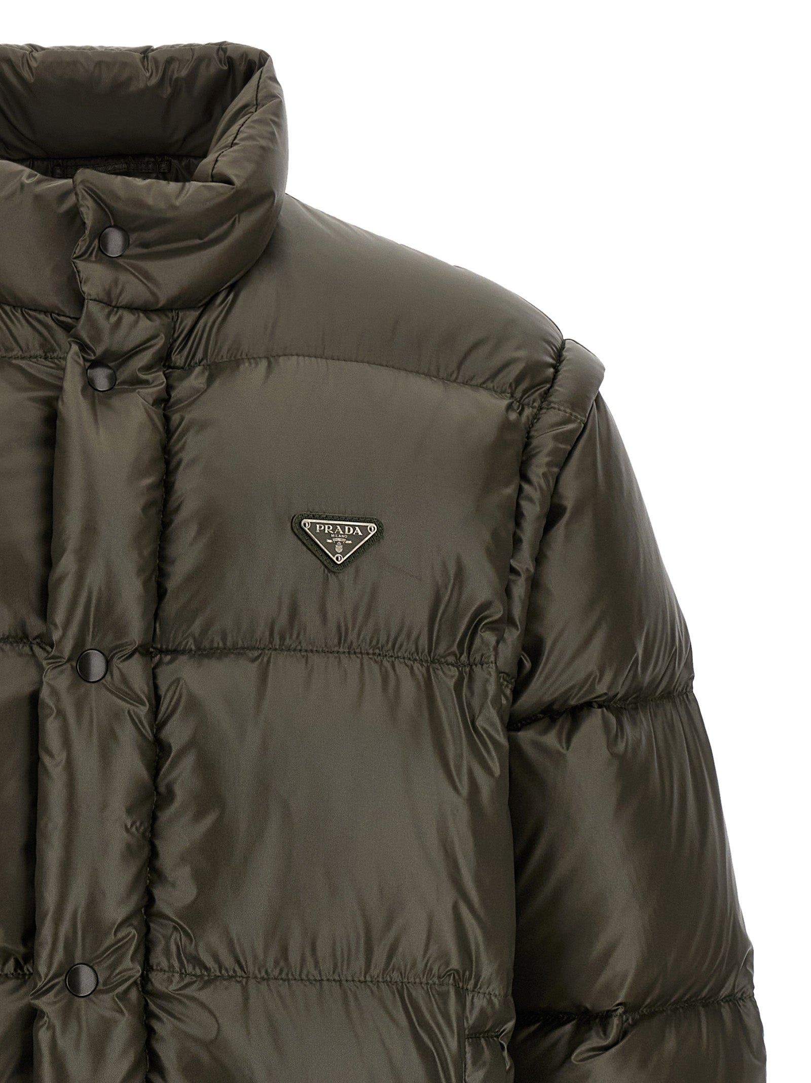 Prada Gray Recycled Polyamide Full-Length Jacket Prada