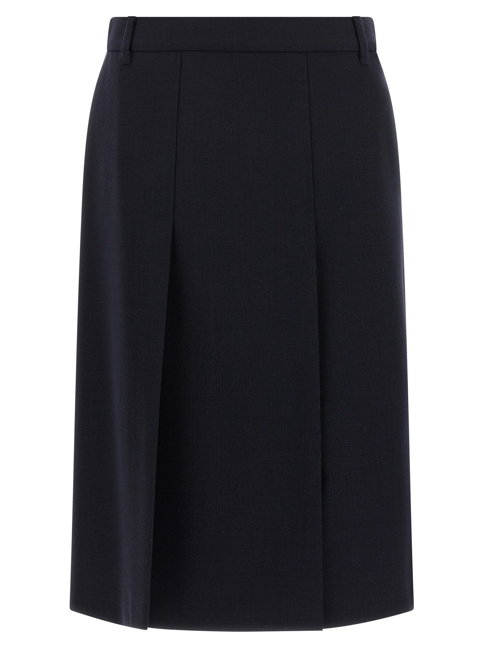 Prada Blue Virgin Wool Midi Skirt Prada