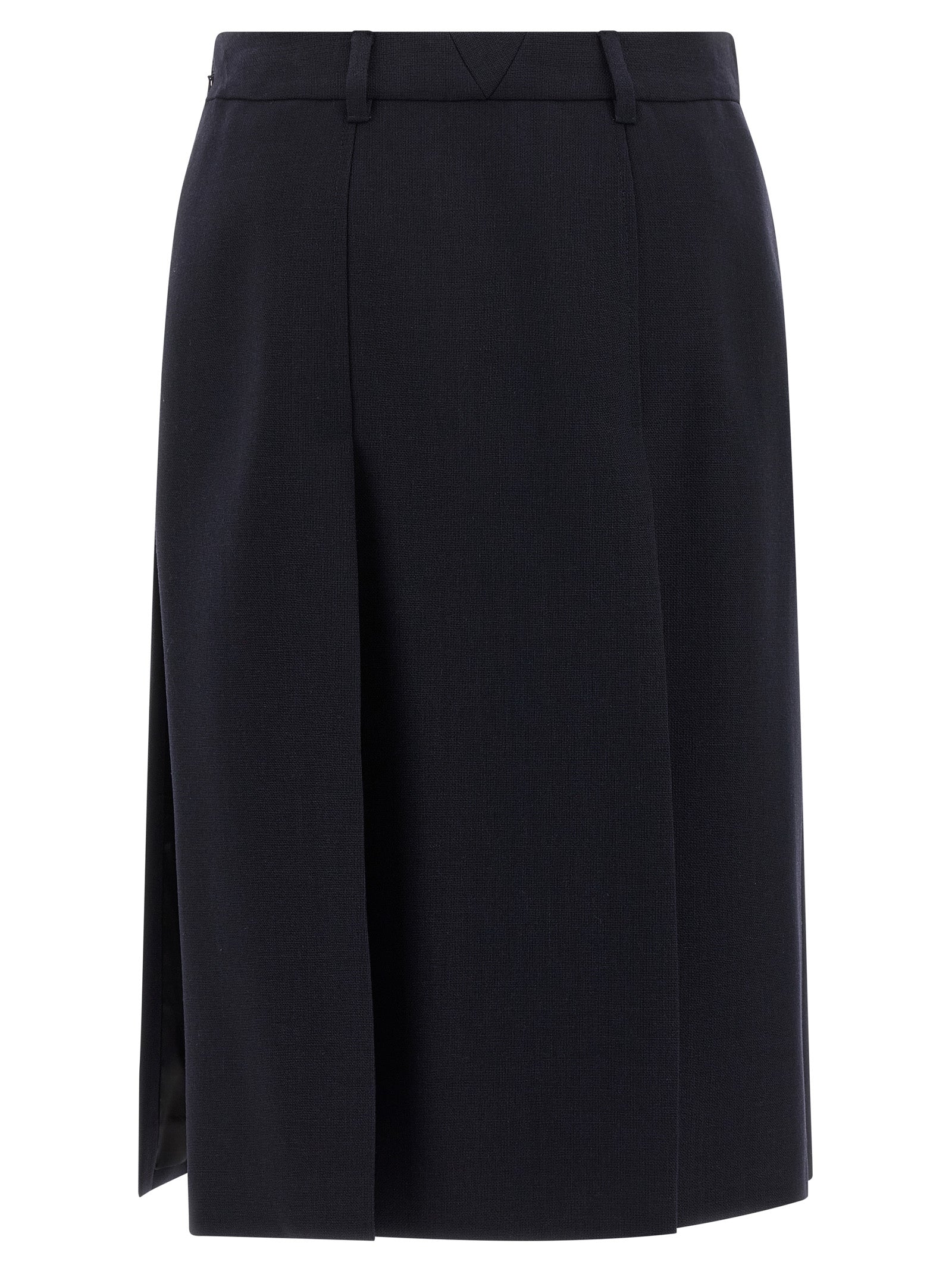 Prada Blue Virgin Wool Midi Skirt Prada