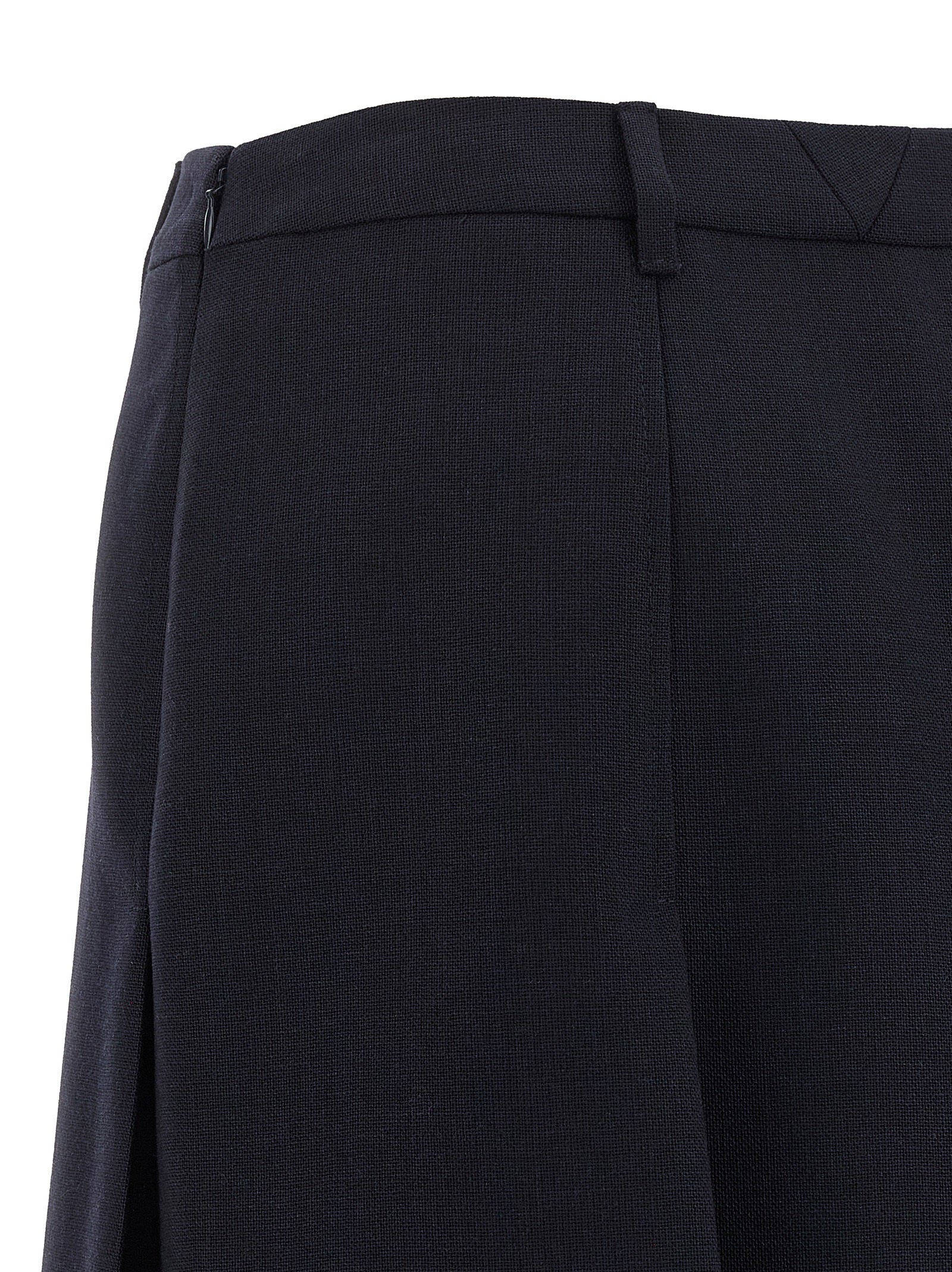 Prada Blue Virgin Wool Midi Skirt Prada