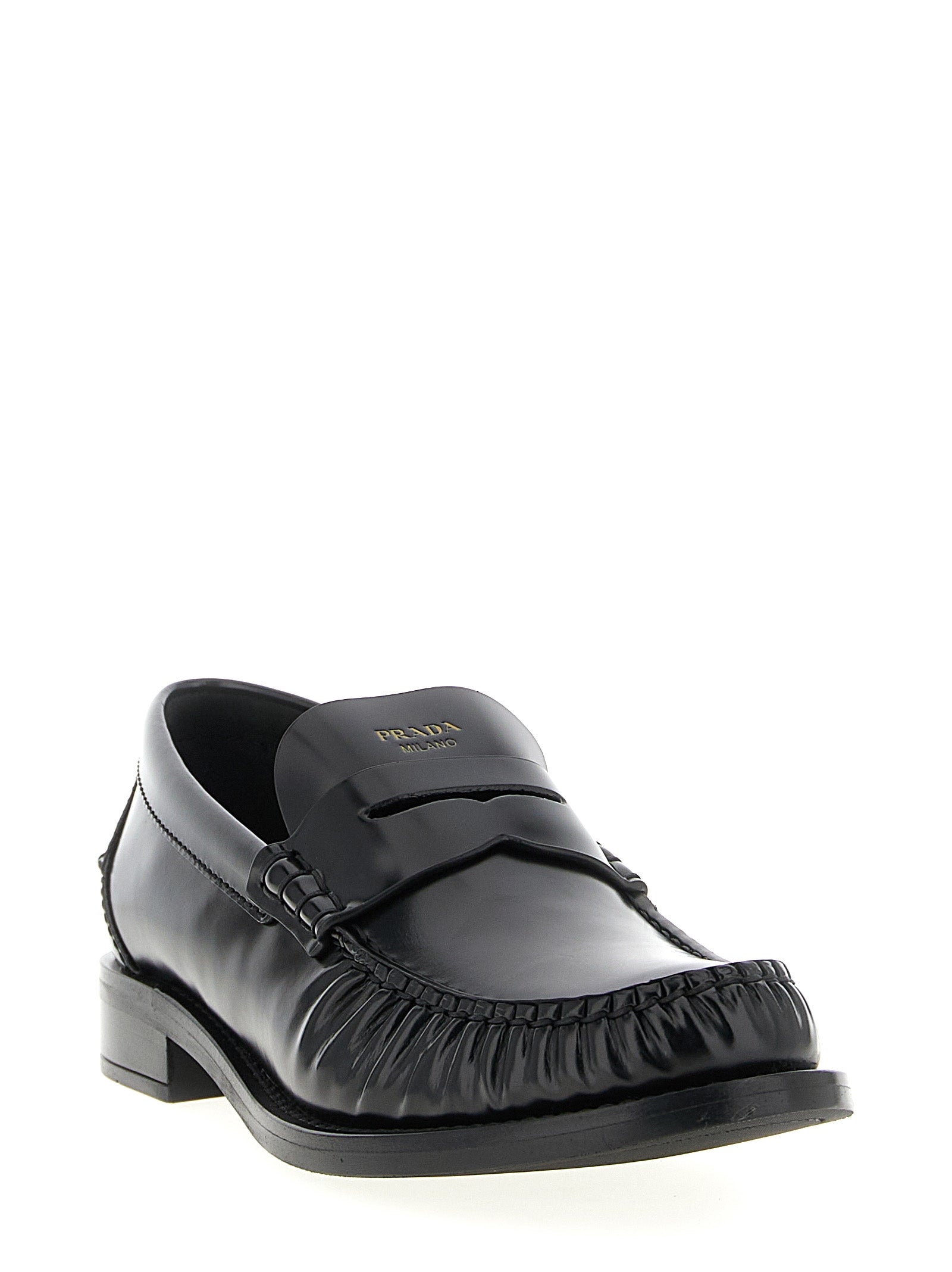 Prada Black Calfskin Slip-On Loafers Prada