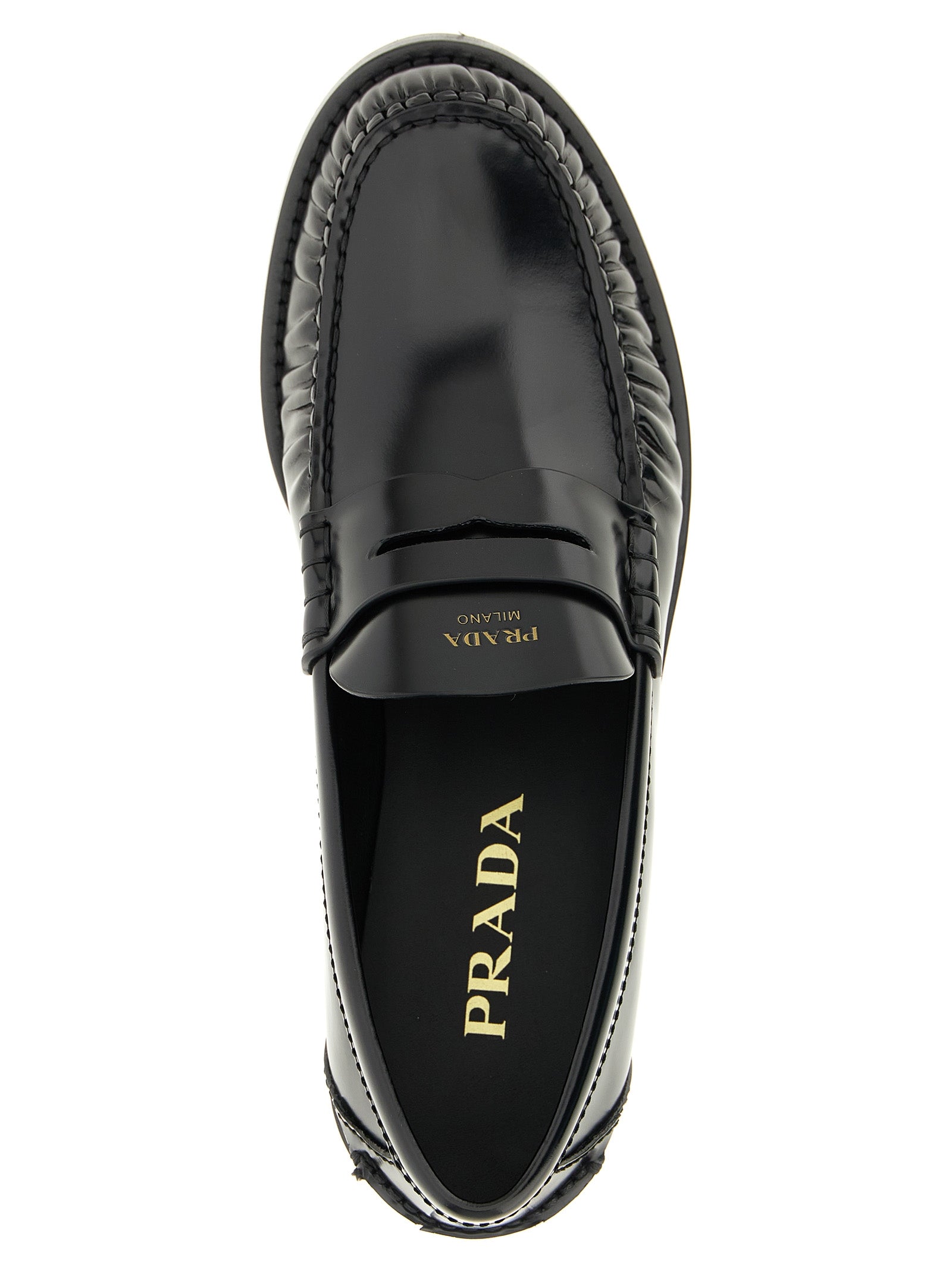 Prada Black Calfskin Slip-On Loafers Prada