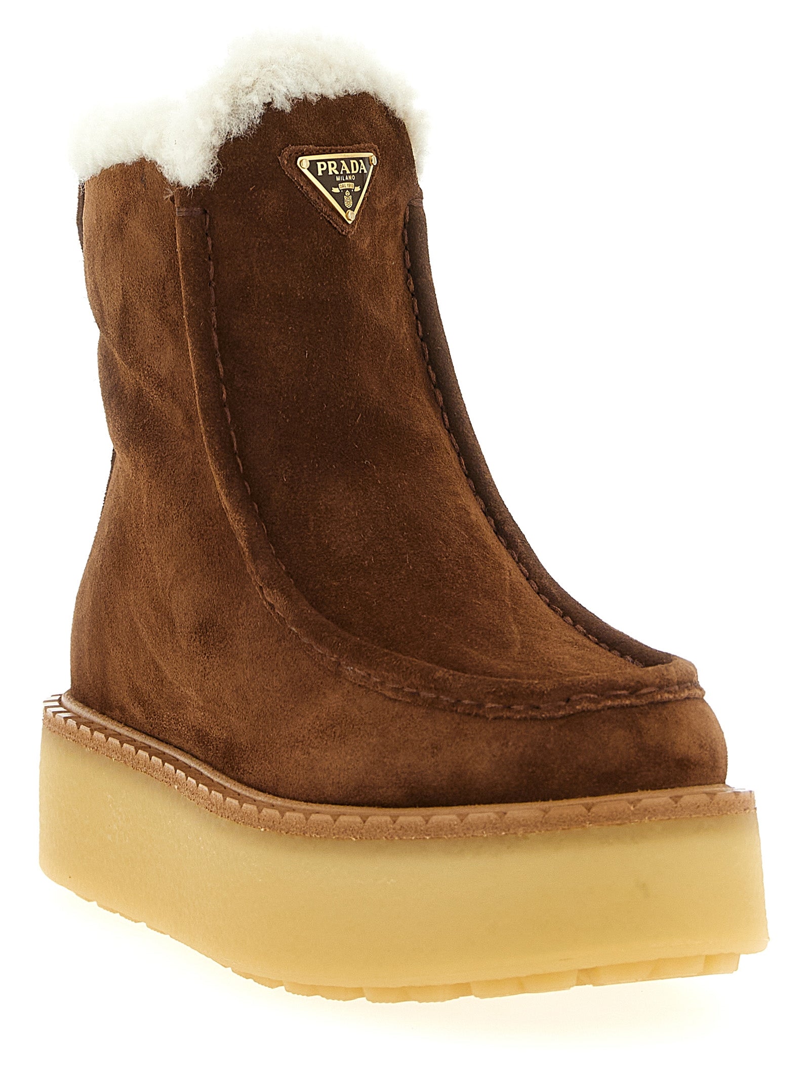 Prada Brown Calfskin Ankle Boots Prada