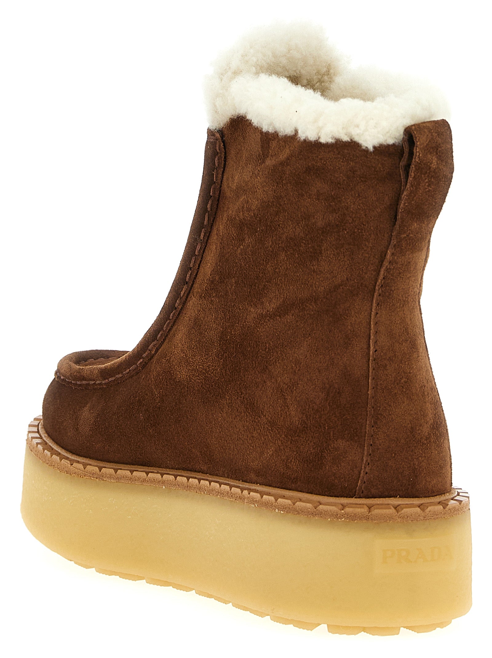 Prada Brown Calfskin Ankle Boots Prada