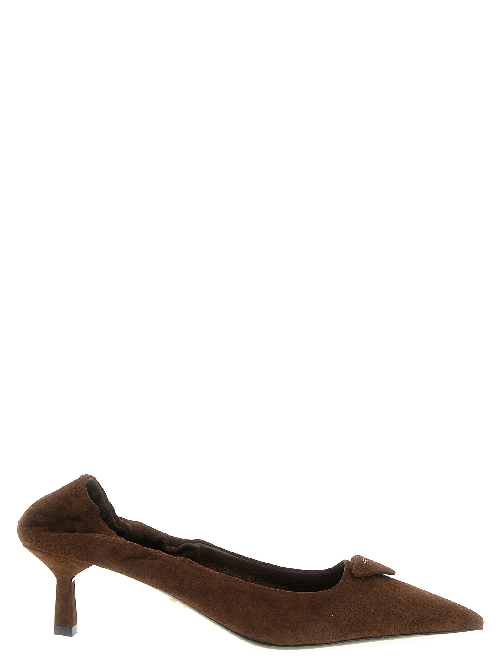 Prada Brown Lamb Leather Mid Heel Pumps Prada