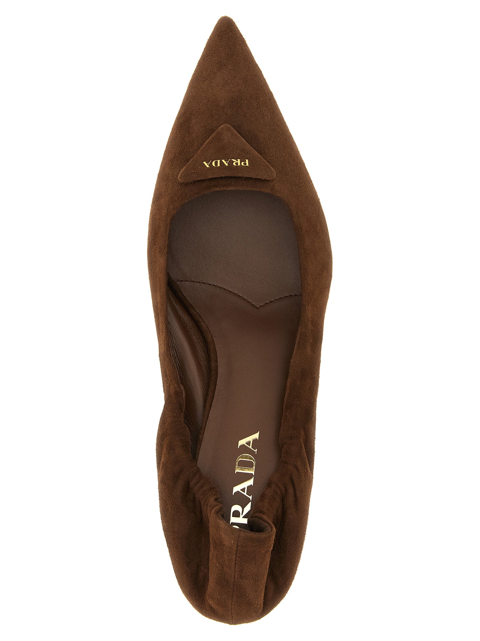 Prada Brown Lamb Leather Mid Heel Pumps Prada