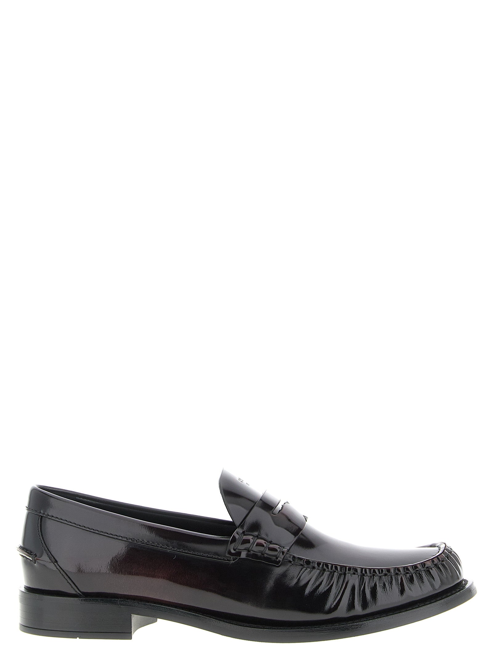 Prada Bordeaux Calfskin Slip-On Loafers Prada