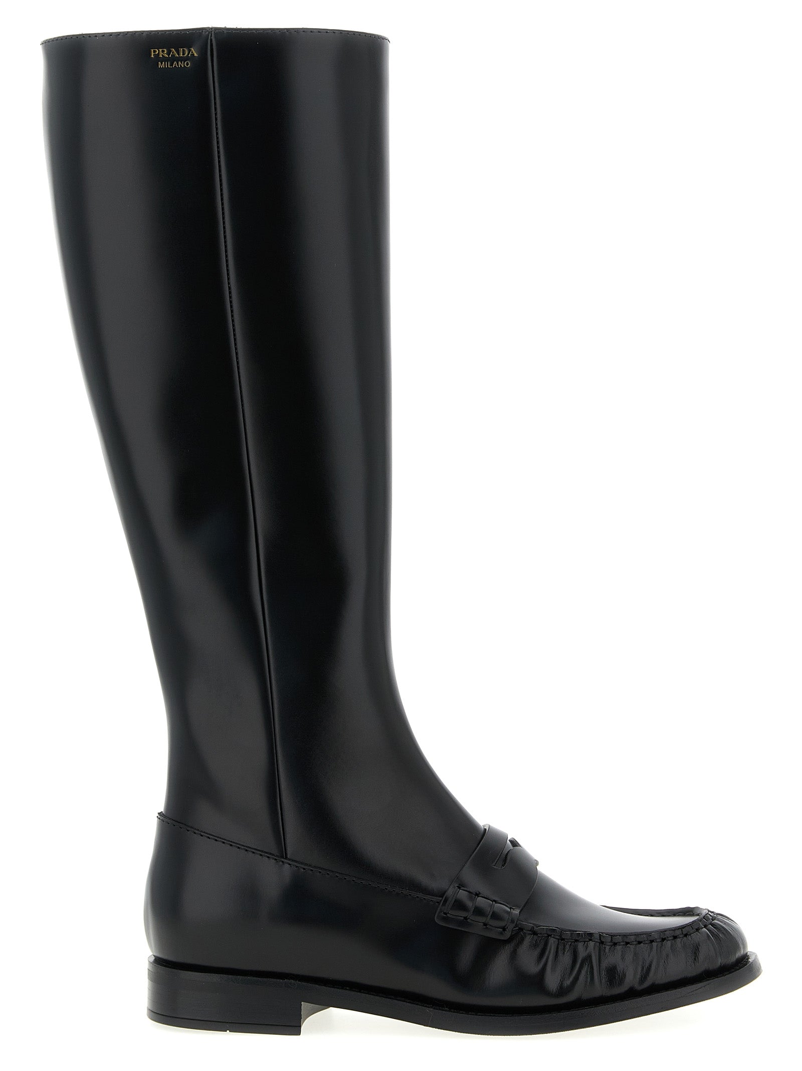 Prada Black Calfskin Over The Knee Prada