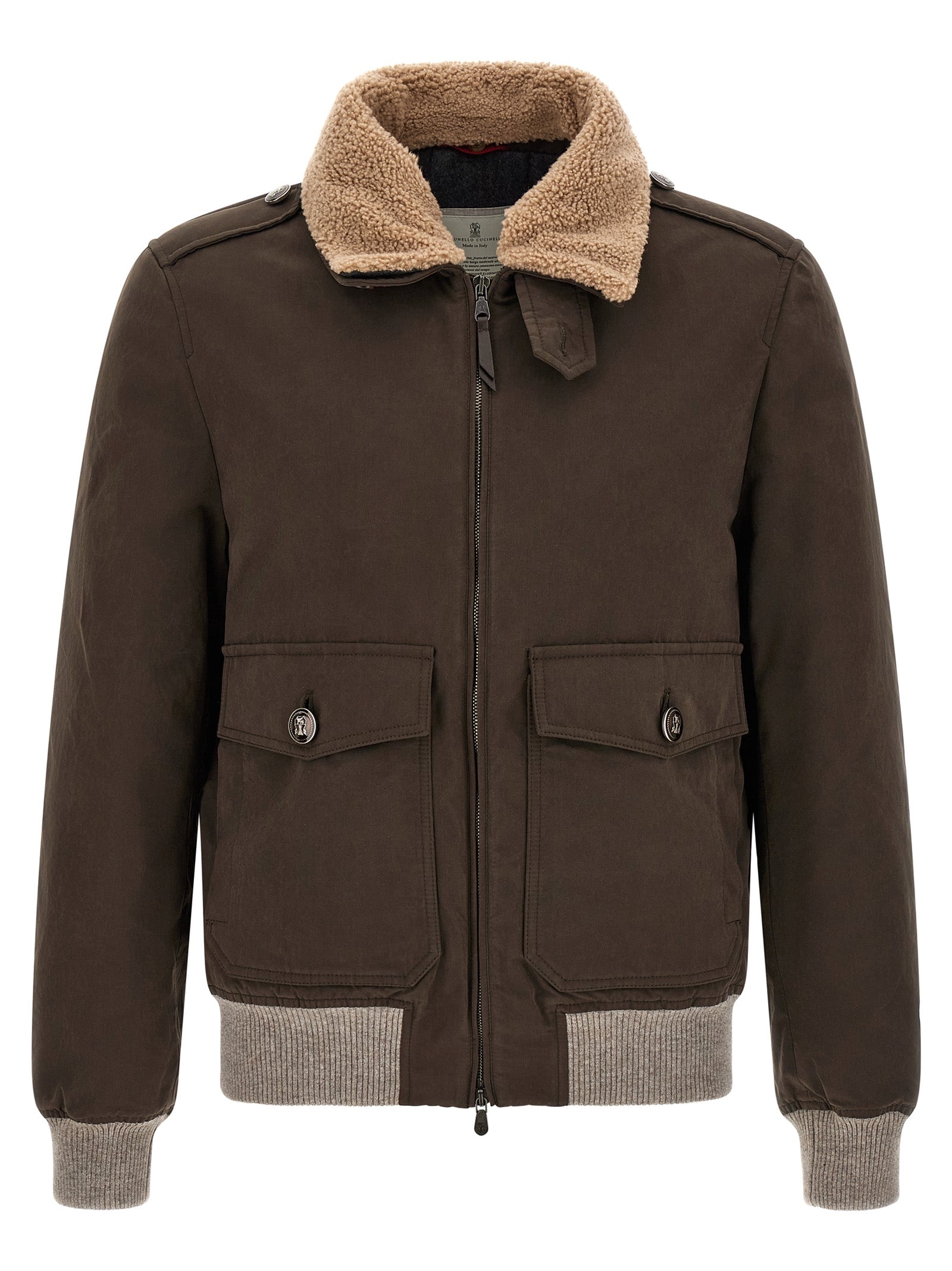 Brunello Cucinelli Brown Cotton Bomber Brunello Cucinelli