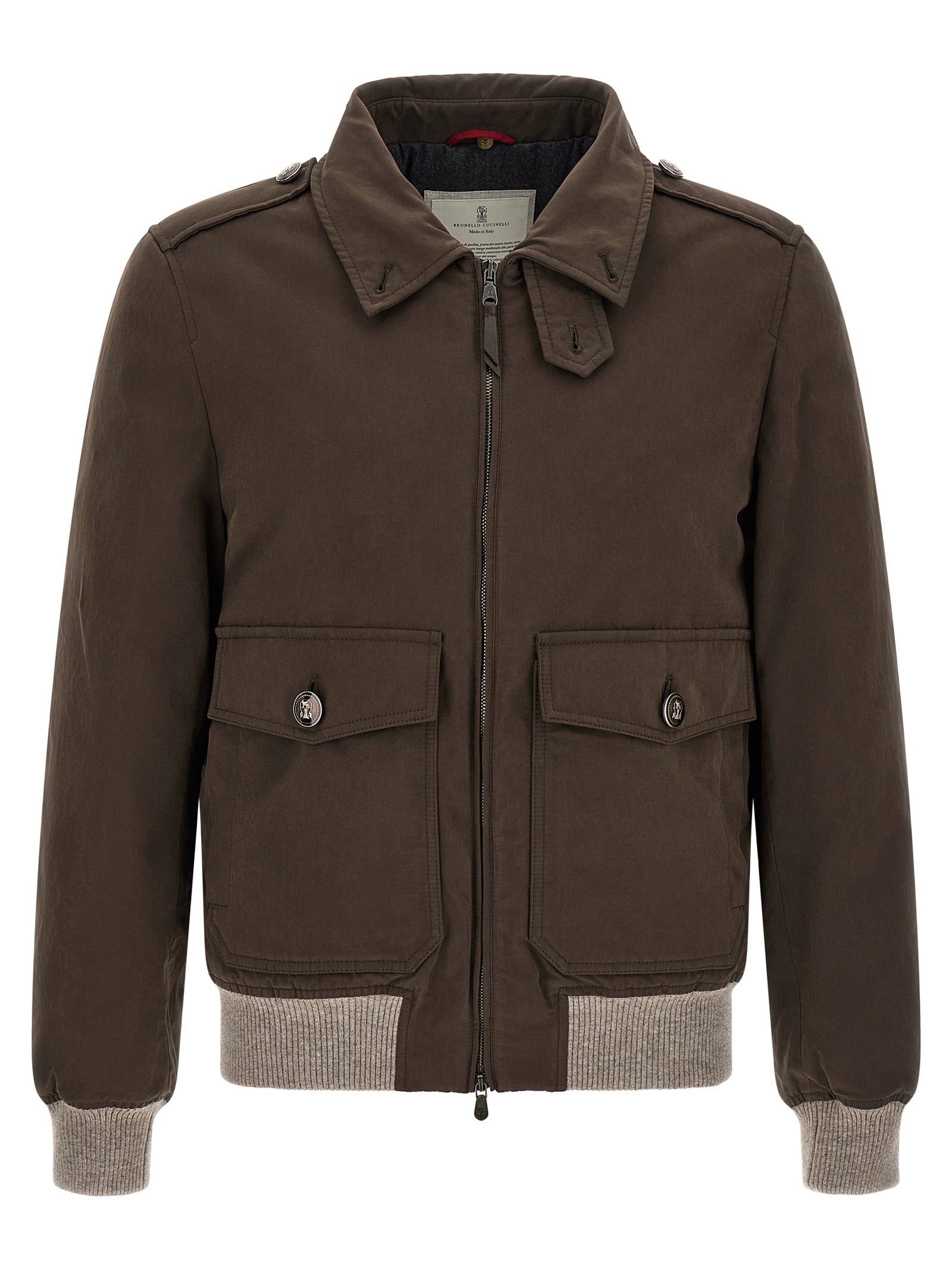 Brunello Cucinelli Brown Cotton Bomber Brunello Cucinelli
