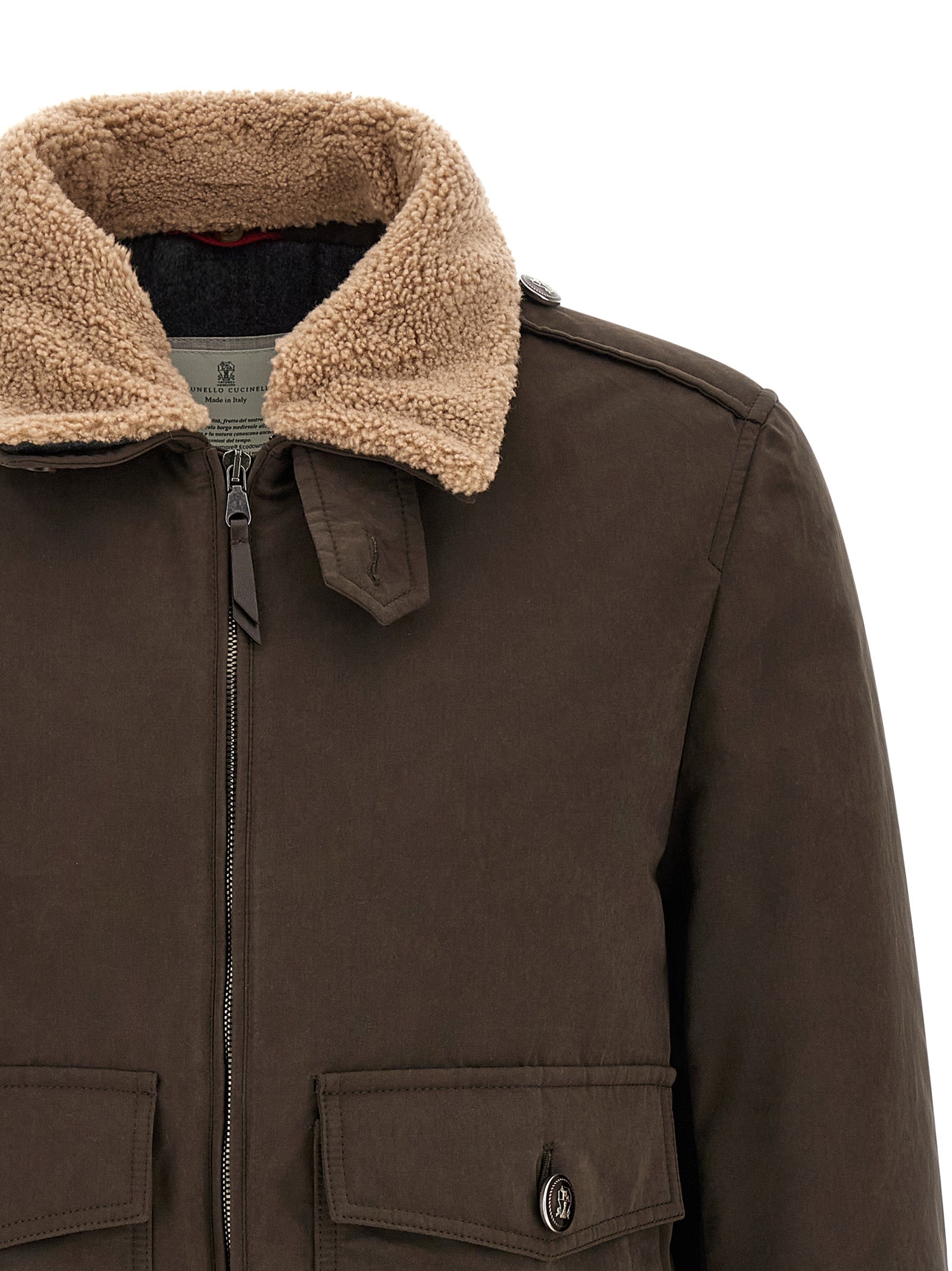 Brunello Cucinelli Brown Cotton Bomber Brunello Cucinelli