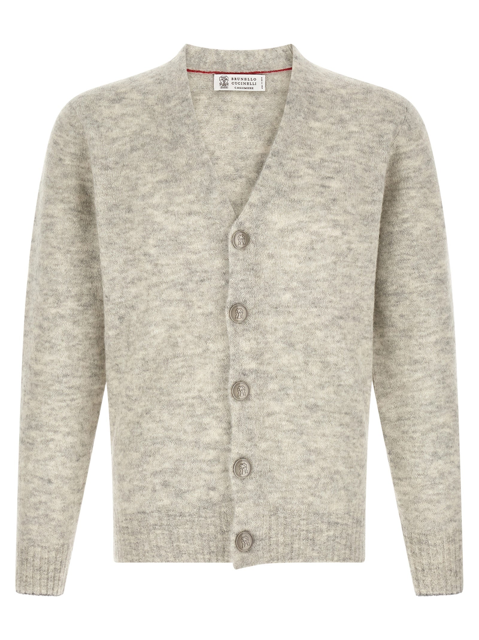 Brunello Cucinelli Gray Alpaca Leather Cardigan Brunello Cucinelli