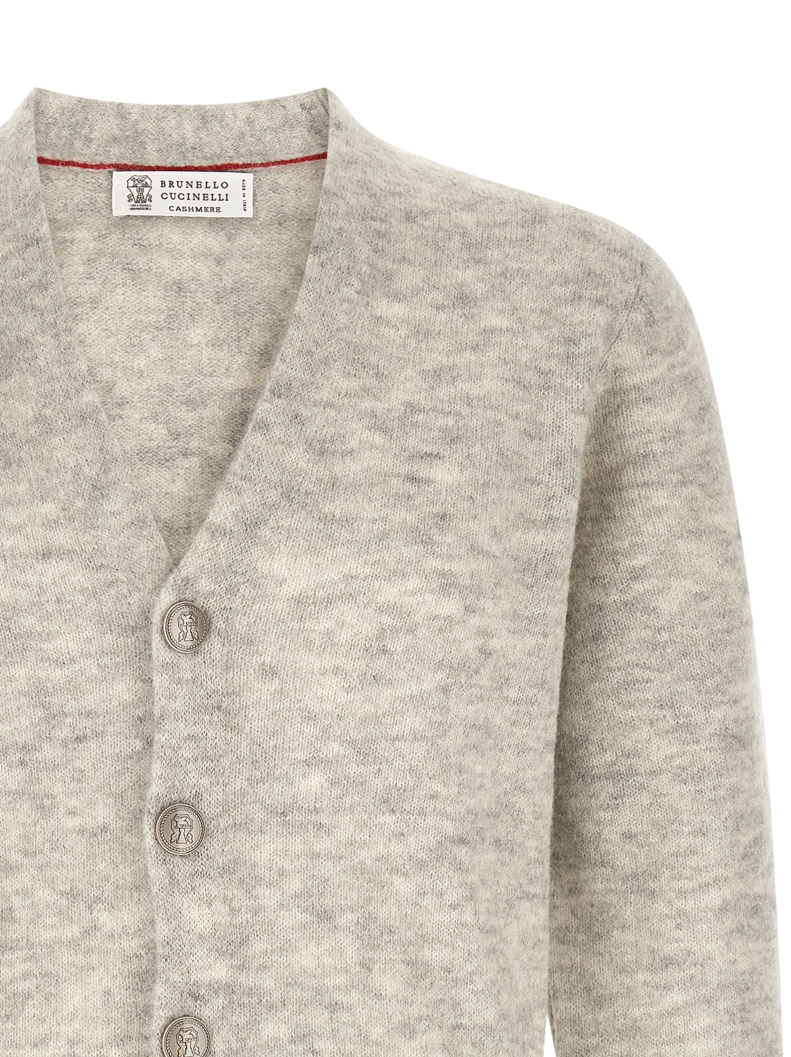 Brunello Cucinelli Gray Alpaca Leather Cardigan Brunello Cucinelli
