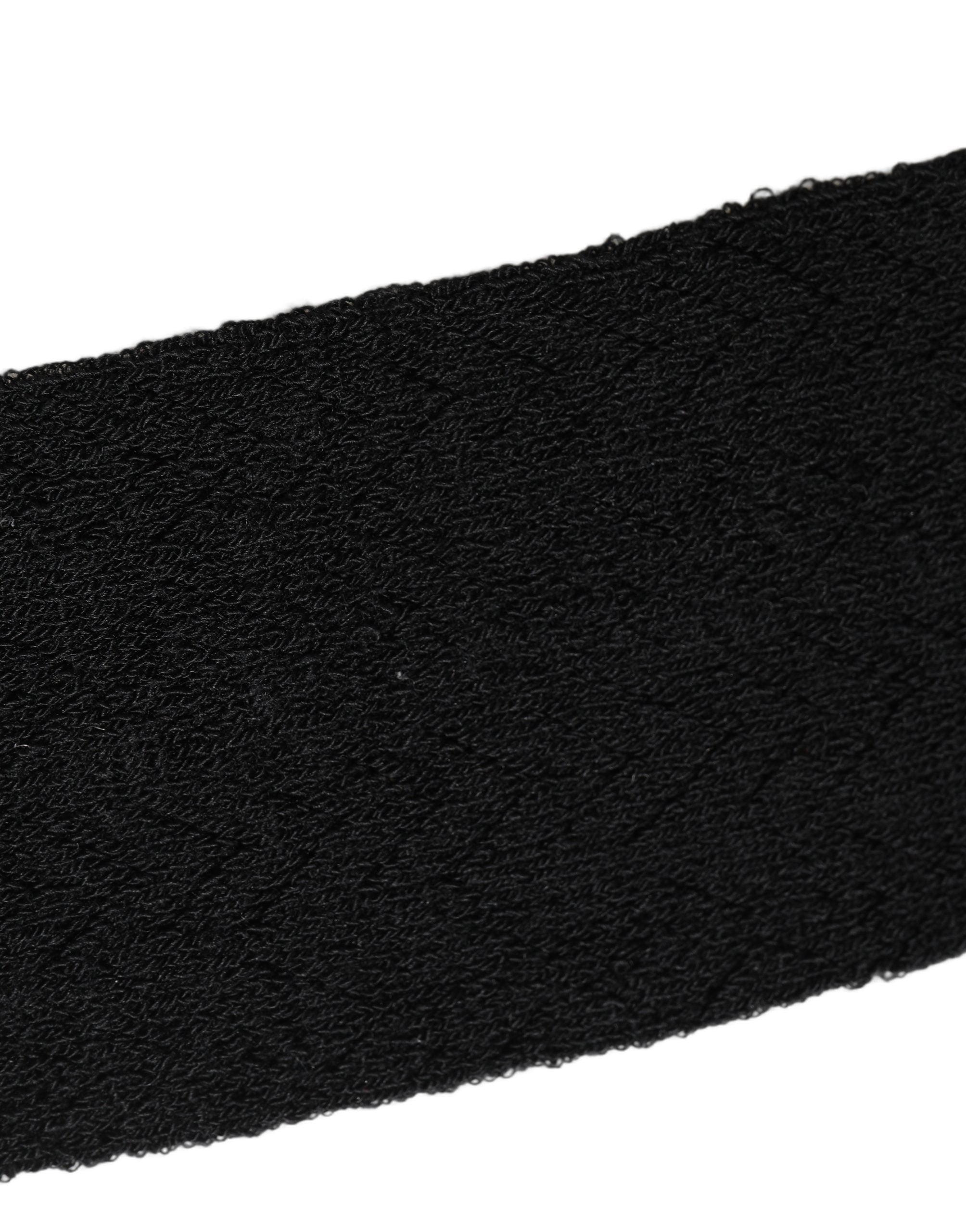 Dolce & Gabbana Black Wool Logo Calf Long Women Accessory Socks Dolce & Gabbana