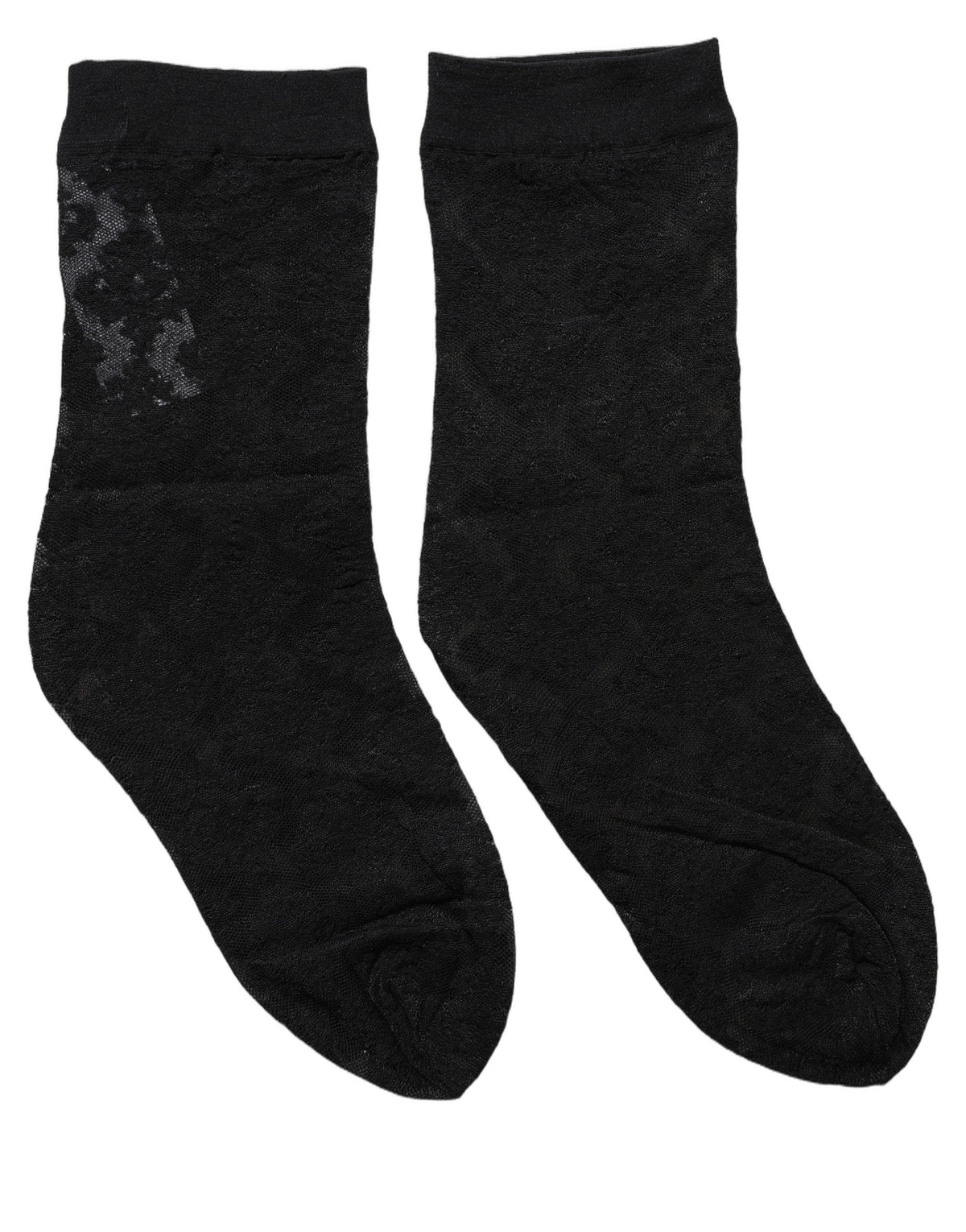 Dolce & Gabbana Black Floral Nylon Stretch Mid Calf Socks Dolce & Gabbana