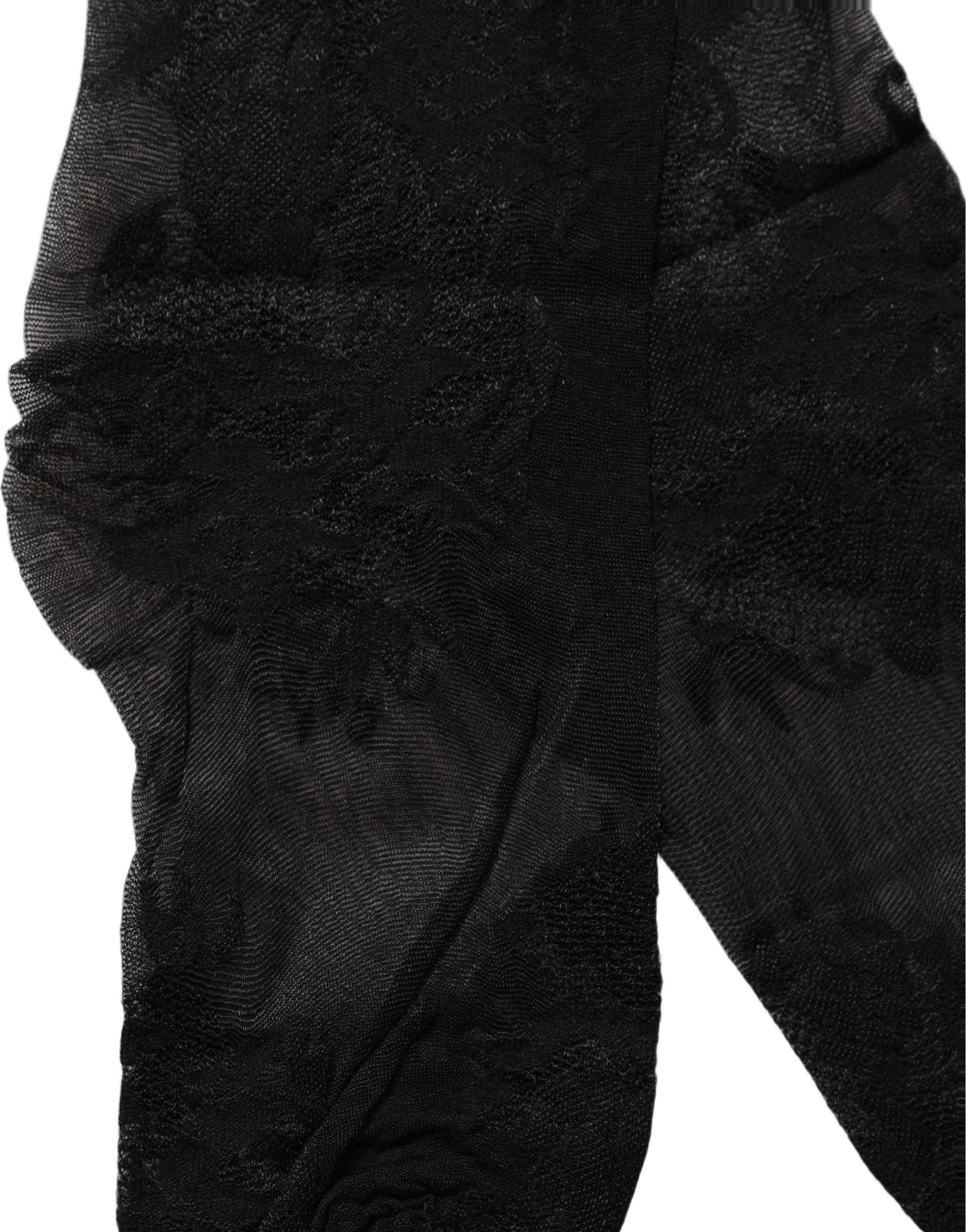 Dolce & Gabbana Black Floral Nylon Stretch Over The Calf Socks Dolce & Gabbana