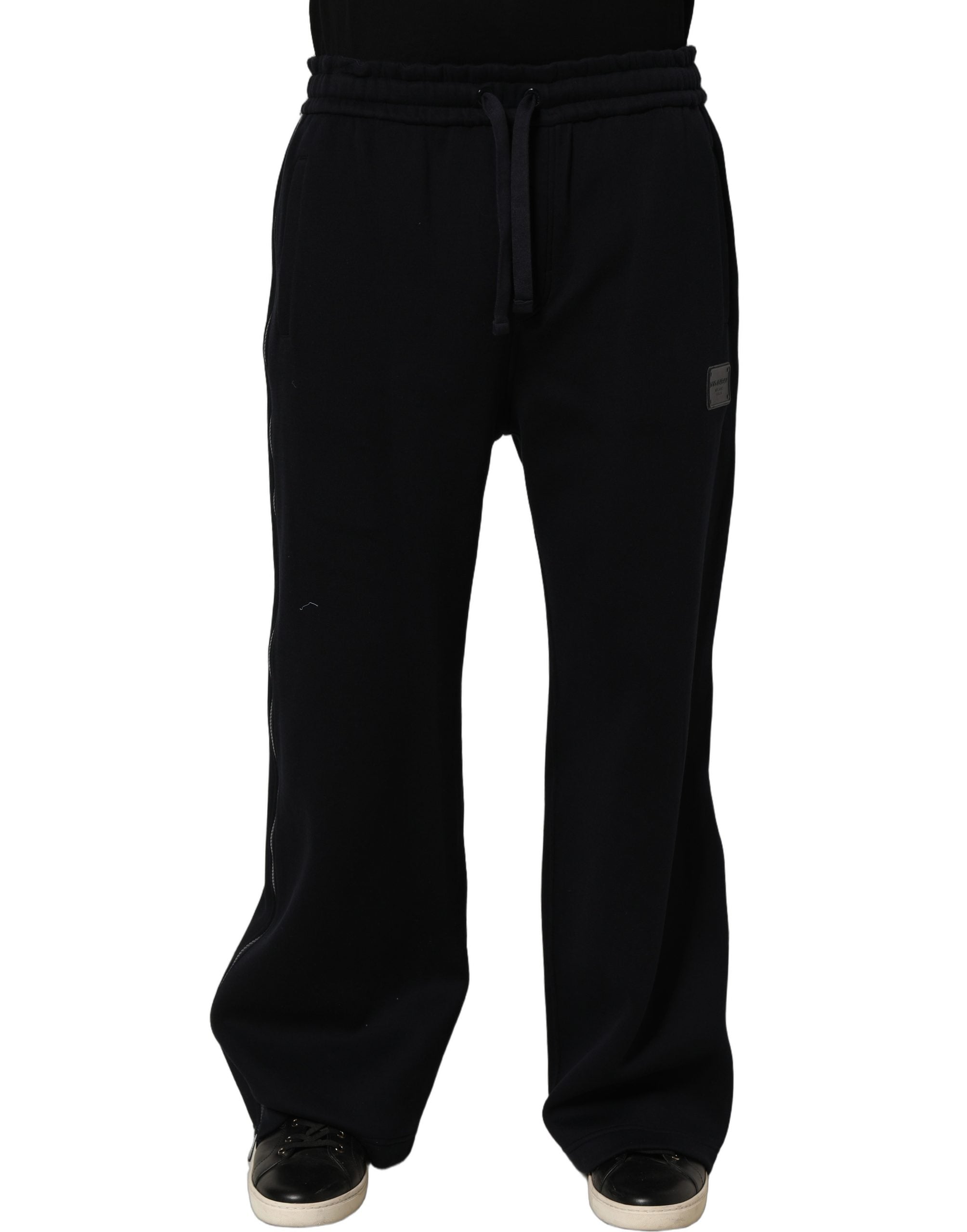 Dolce & Gabbana Dark Blue Relaxed Wide Leg Men Jogger Pants Dolce & Gabbana