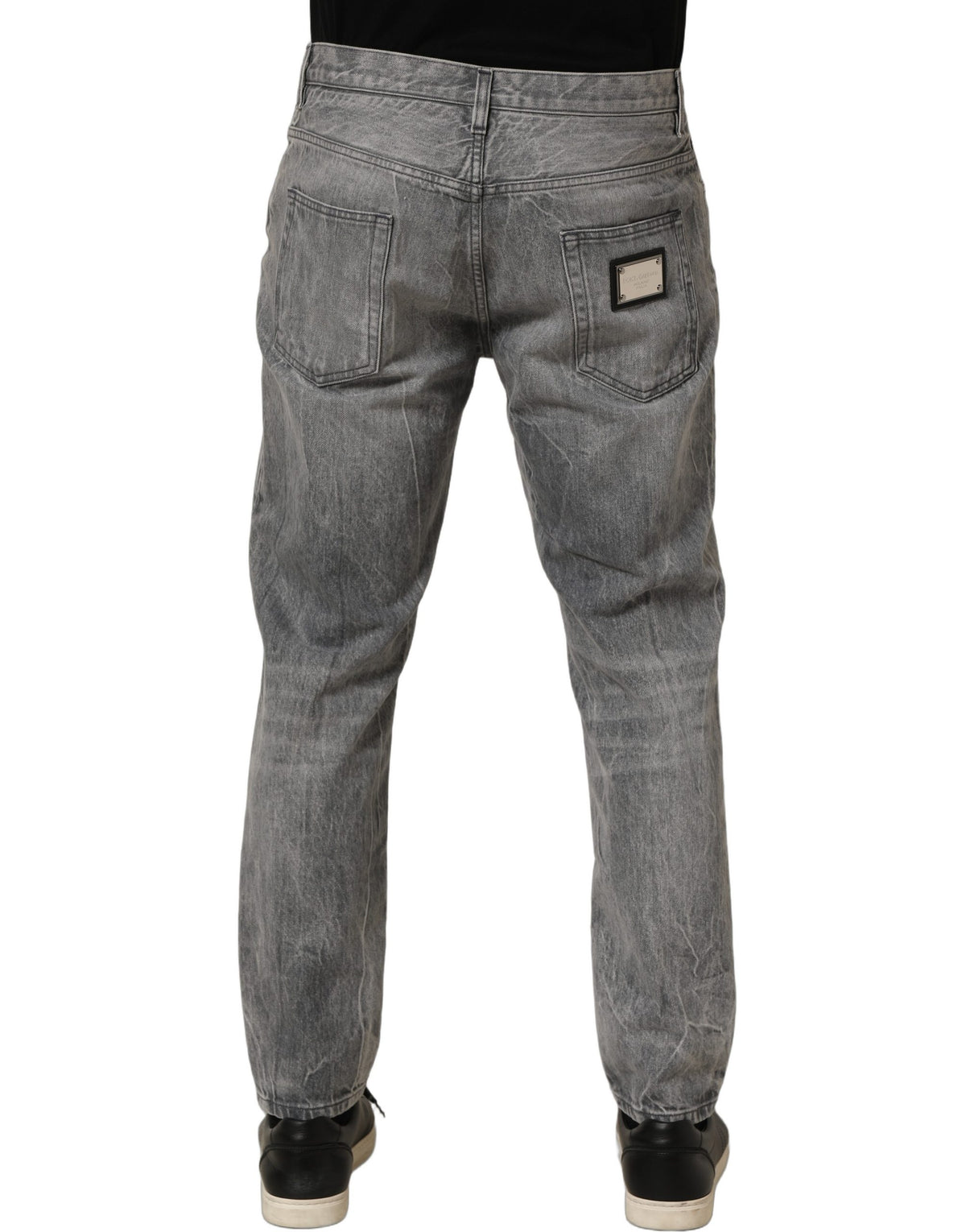 Dolce & Gabbana Grey Distressed Straight Leg Men Denim Jeans Dolce & Gabbana