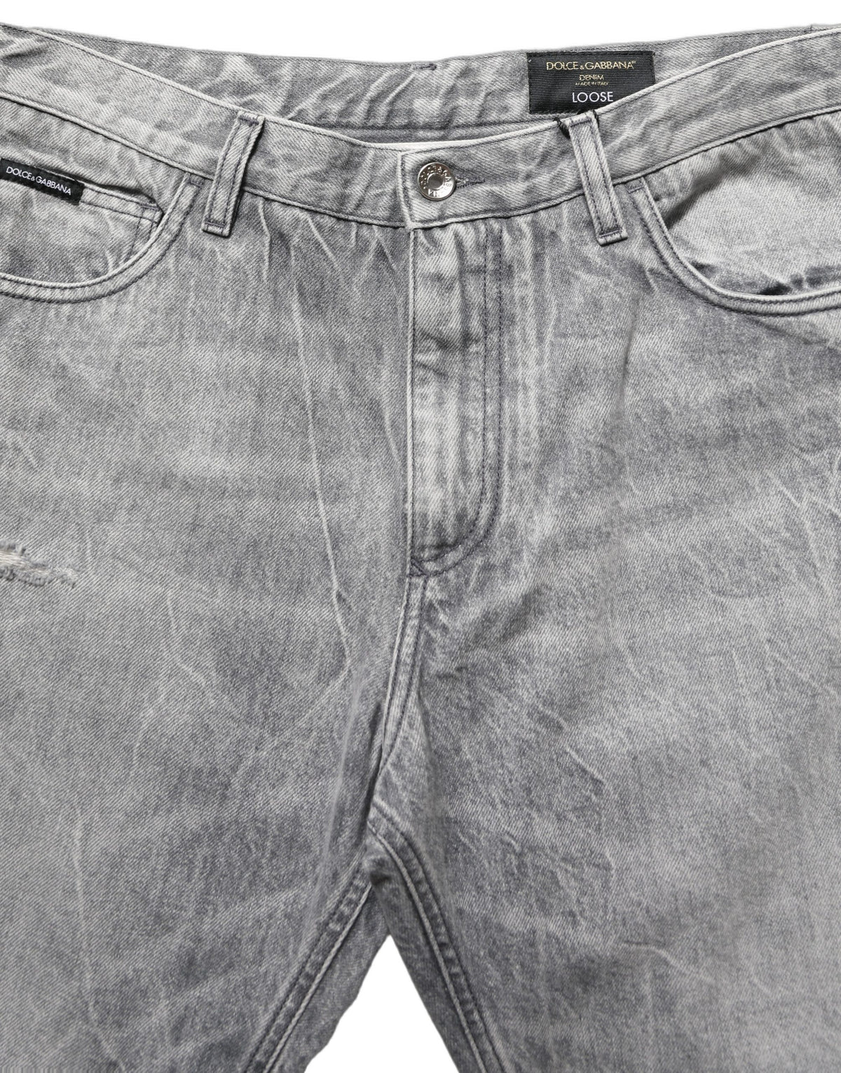 Dolce & Gabbana Grey Distressed Straight Leg Men Denim Jeans Dolce & Gabbana