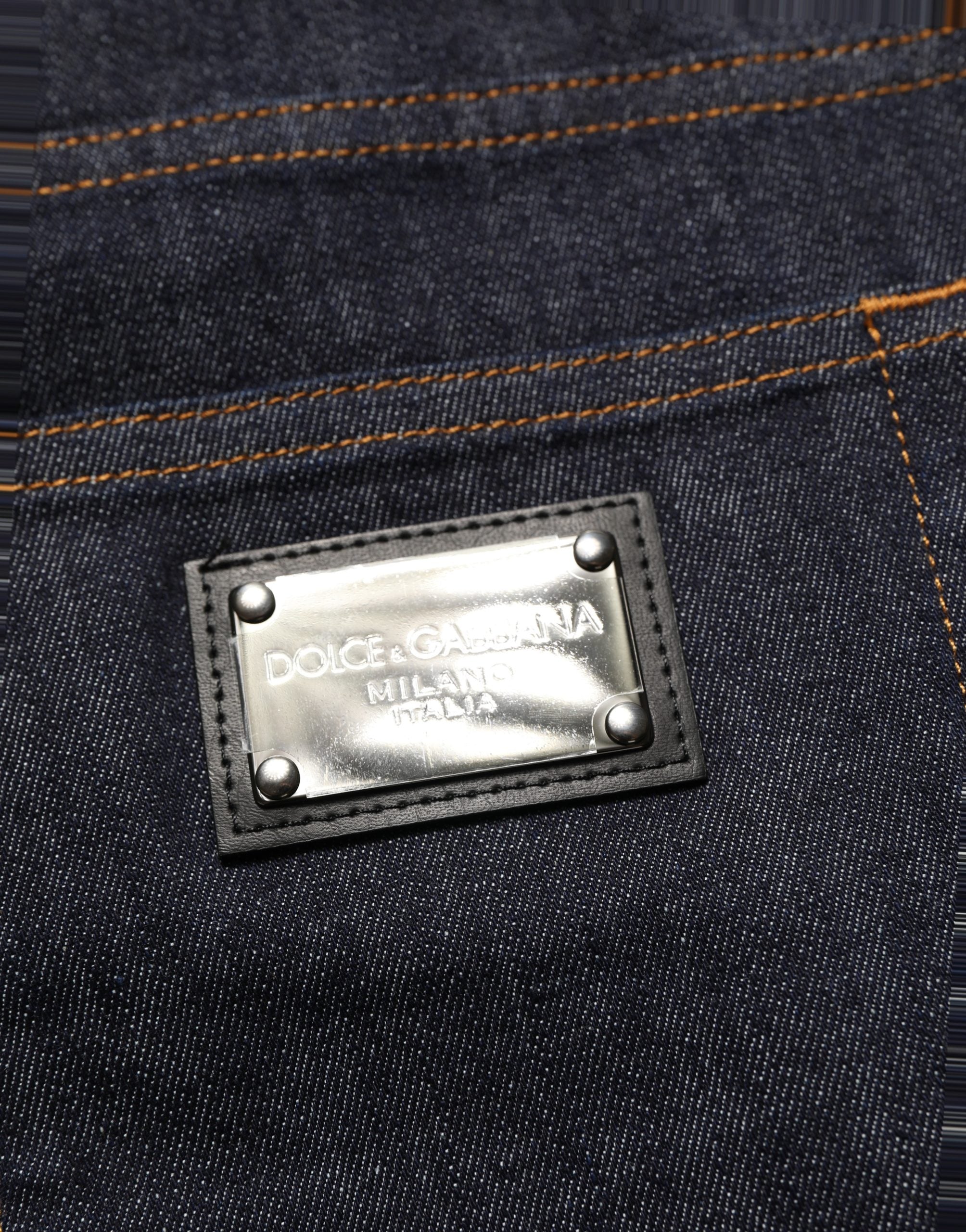 Dolce & Gabbana Dark Gray Cotton Slim Fit Men Denim Jeans Dolce & Gabbana