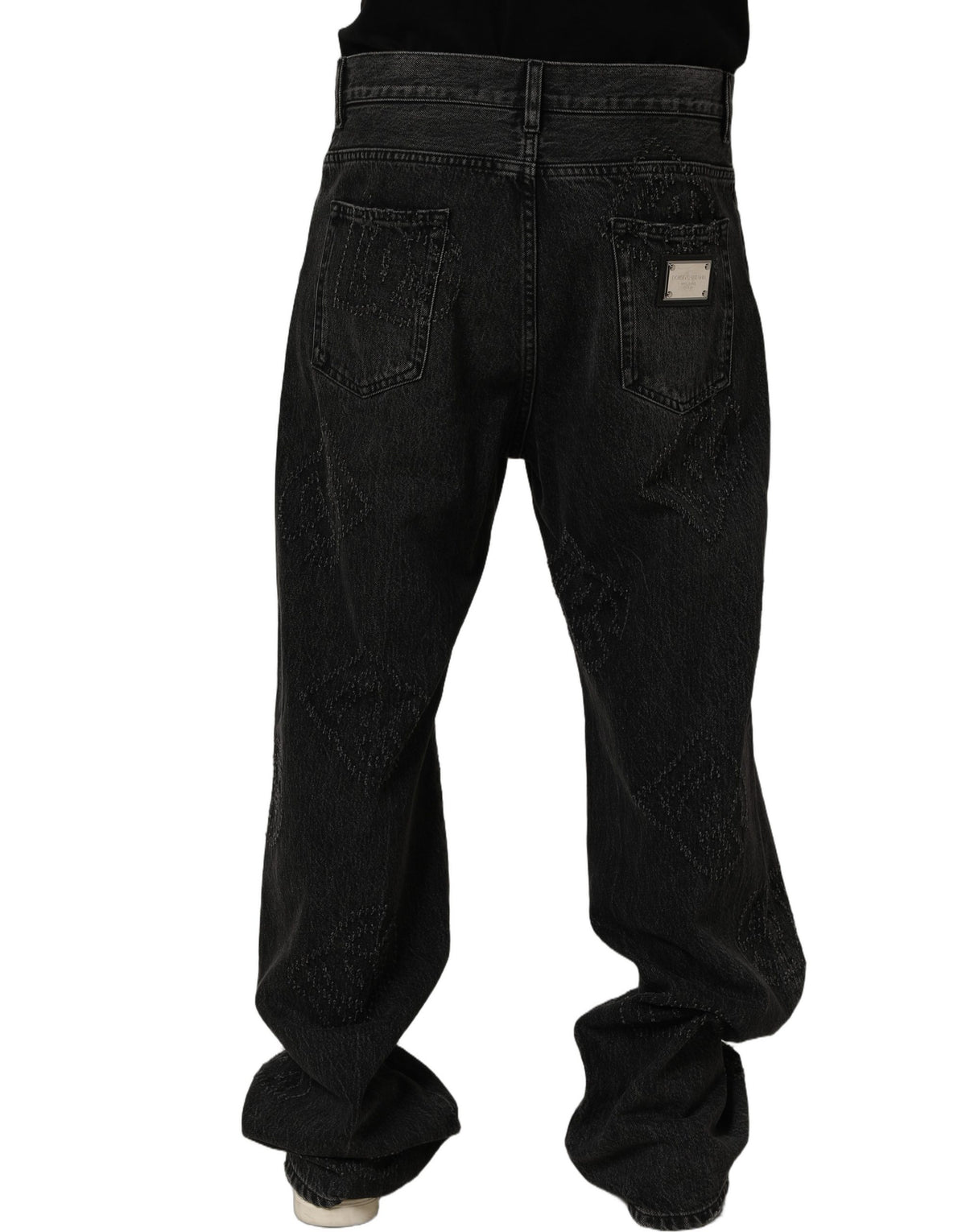 Dolce & Gabbana Dark Gray Cotton WideLeg Oversize Denim Jeans Dolce & Gabbana