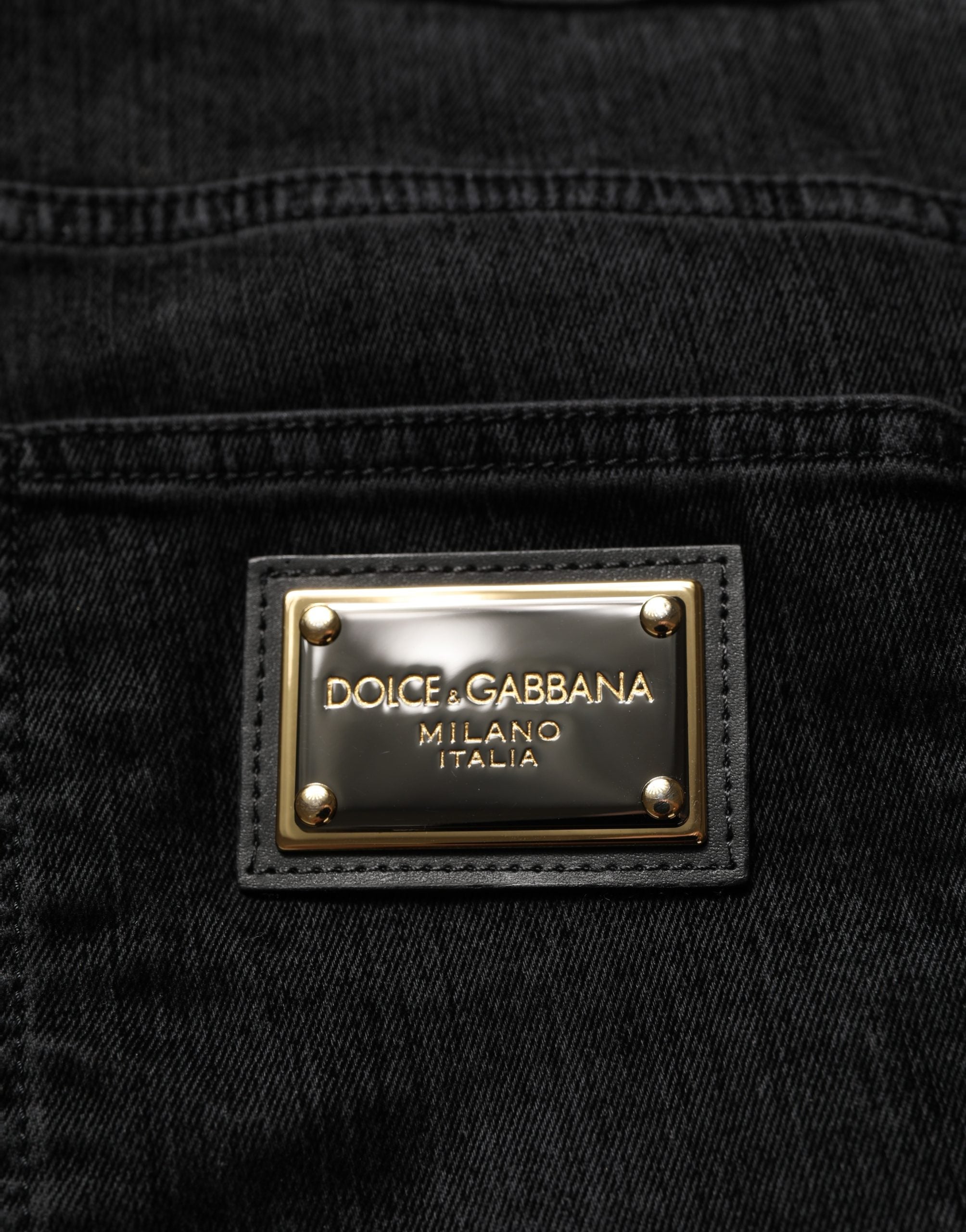 Dolce & Gabbana Black Cotton Relaxed Wide Leg Men Denim Jeans Dolce & Gabbana