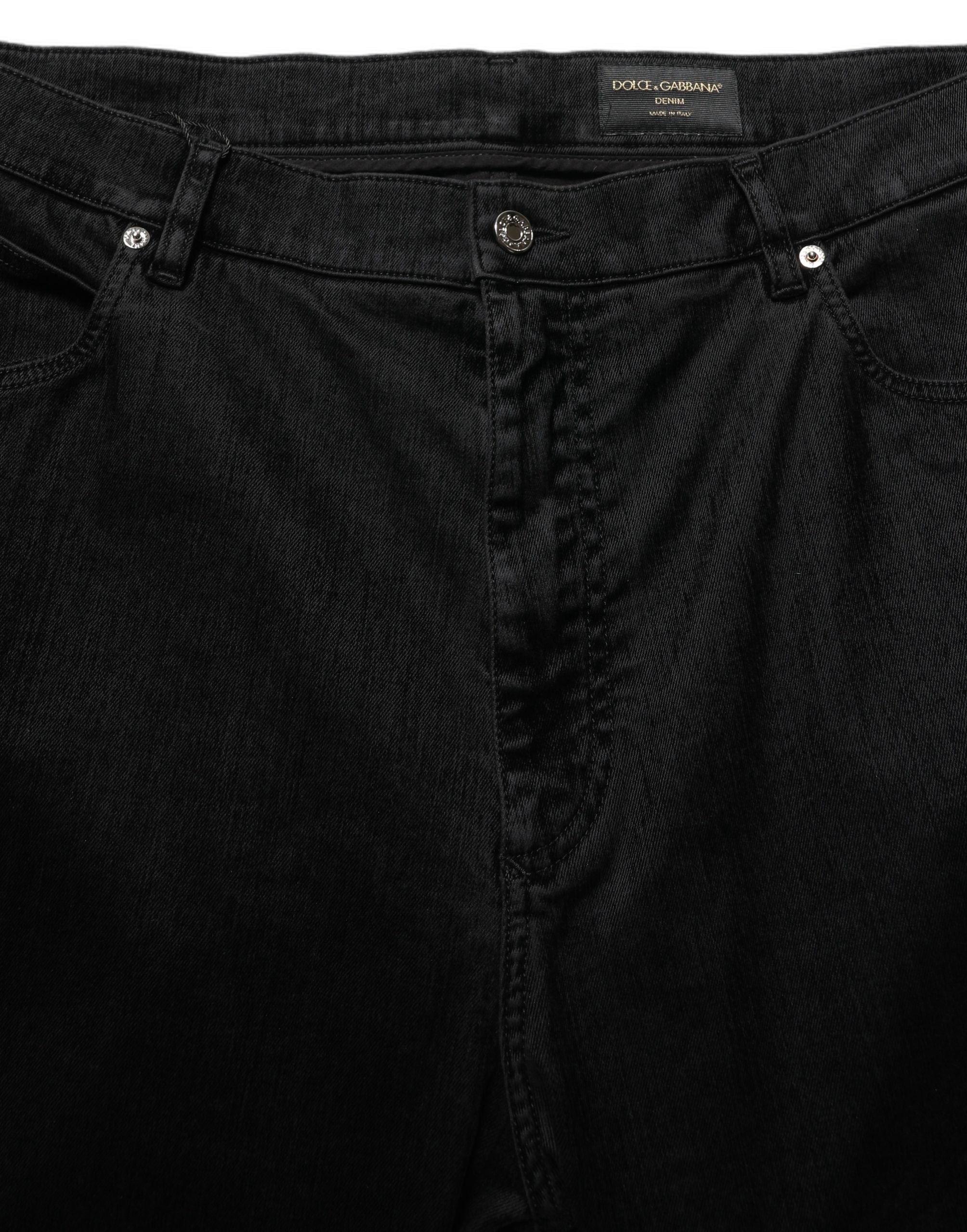 Dolce & Gabbana Black Cotton Relaxed Wide Leg Men Denim Jeans Dolce & Gabbana