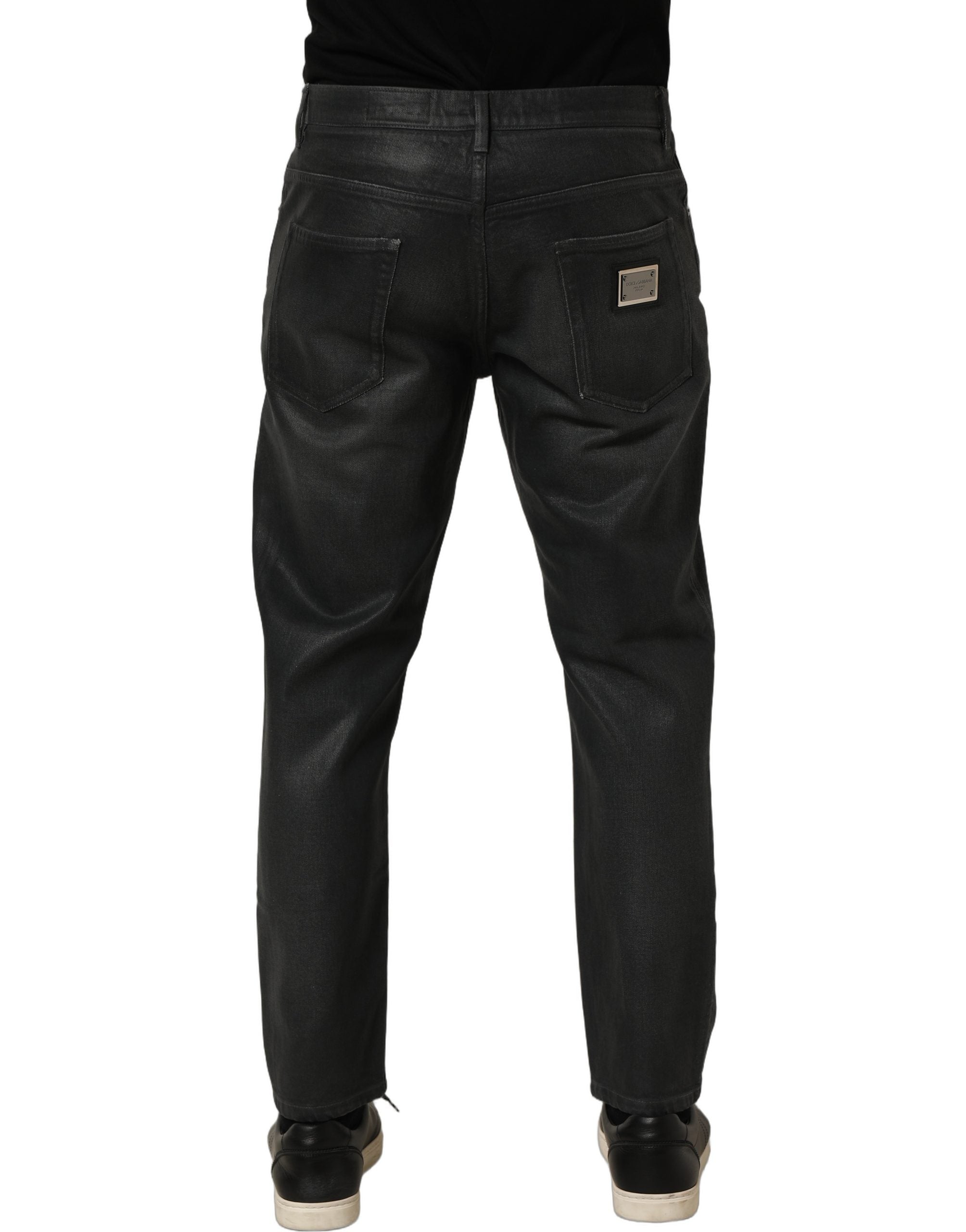 Dolce & Gabbana Dark Gray Cotton Loose Fit Men Denim Jeans Dolce & Gabbana