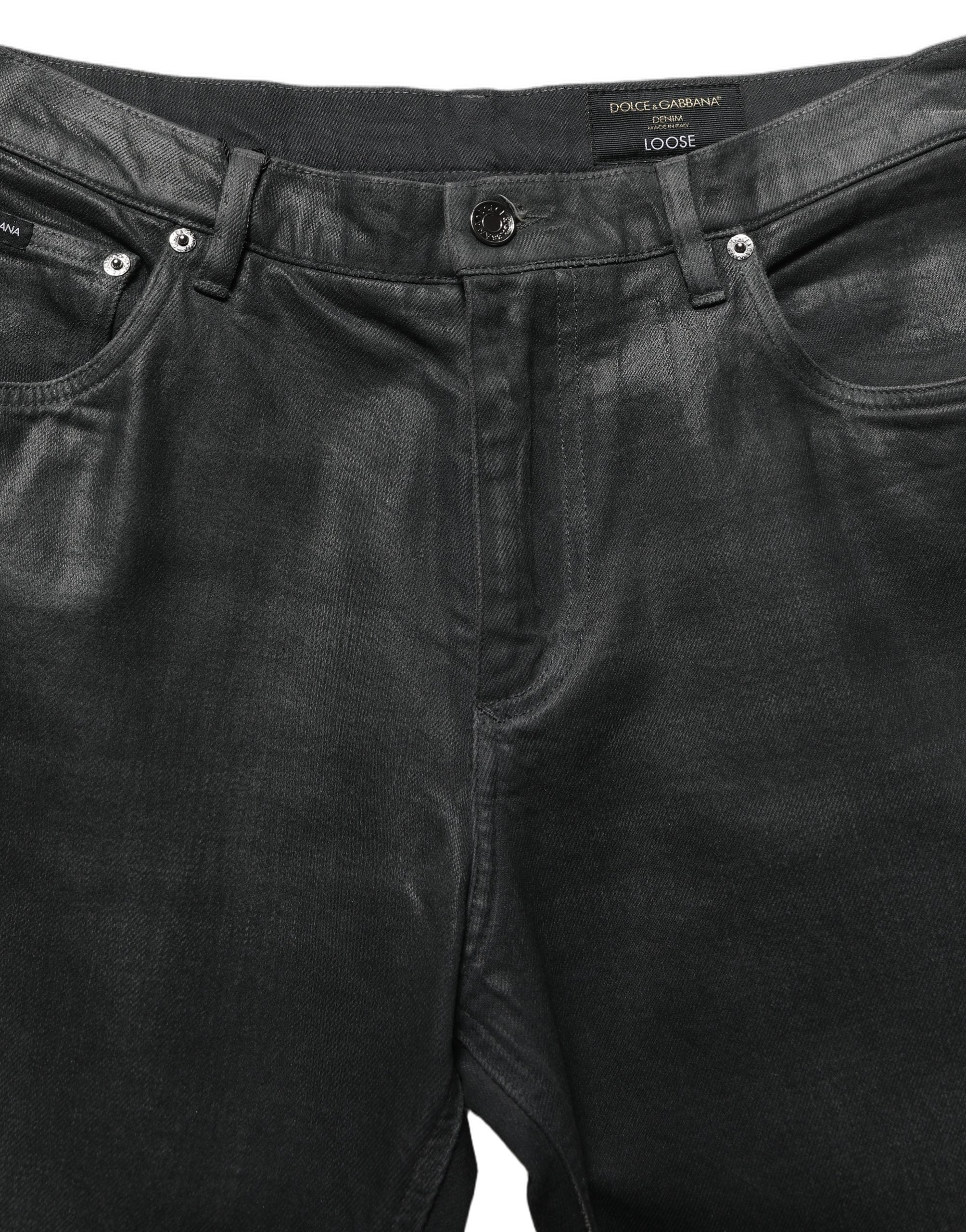 Dolce & Gabbana Dark Gray Cotton Loose Fit Men Denim Jeans Dolce & Gabbana