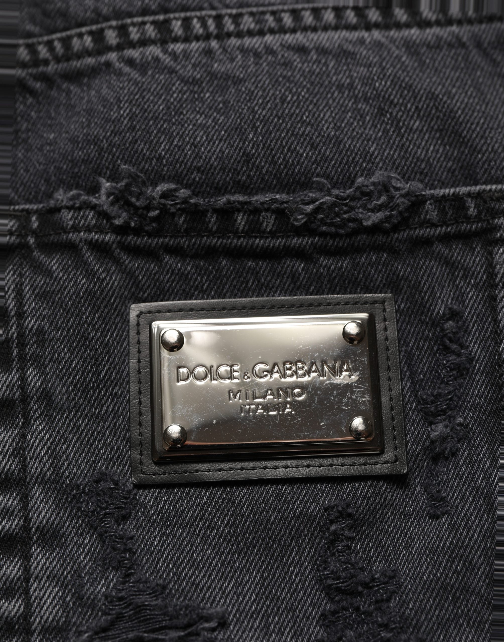 Dolce & Gabbana Dark Gray Cotton Ripped Men Denim Jeans Dolce & Gabbana