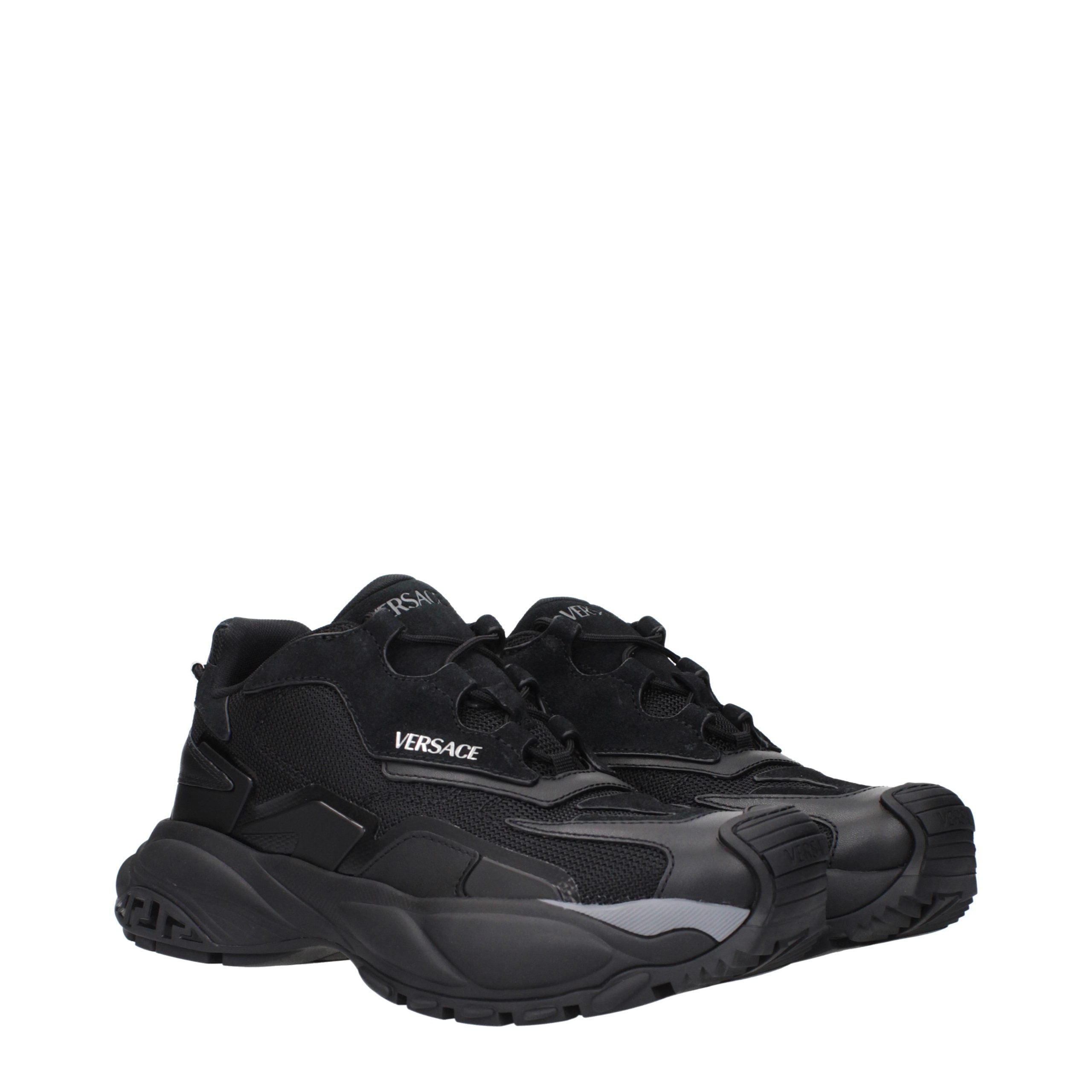 Versace Black Fabric Chunky Sneakers Versace