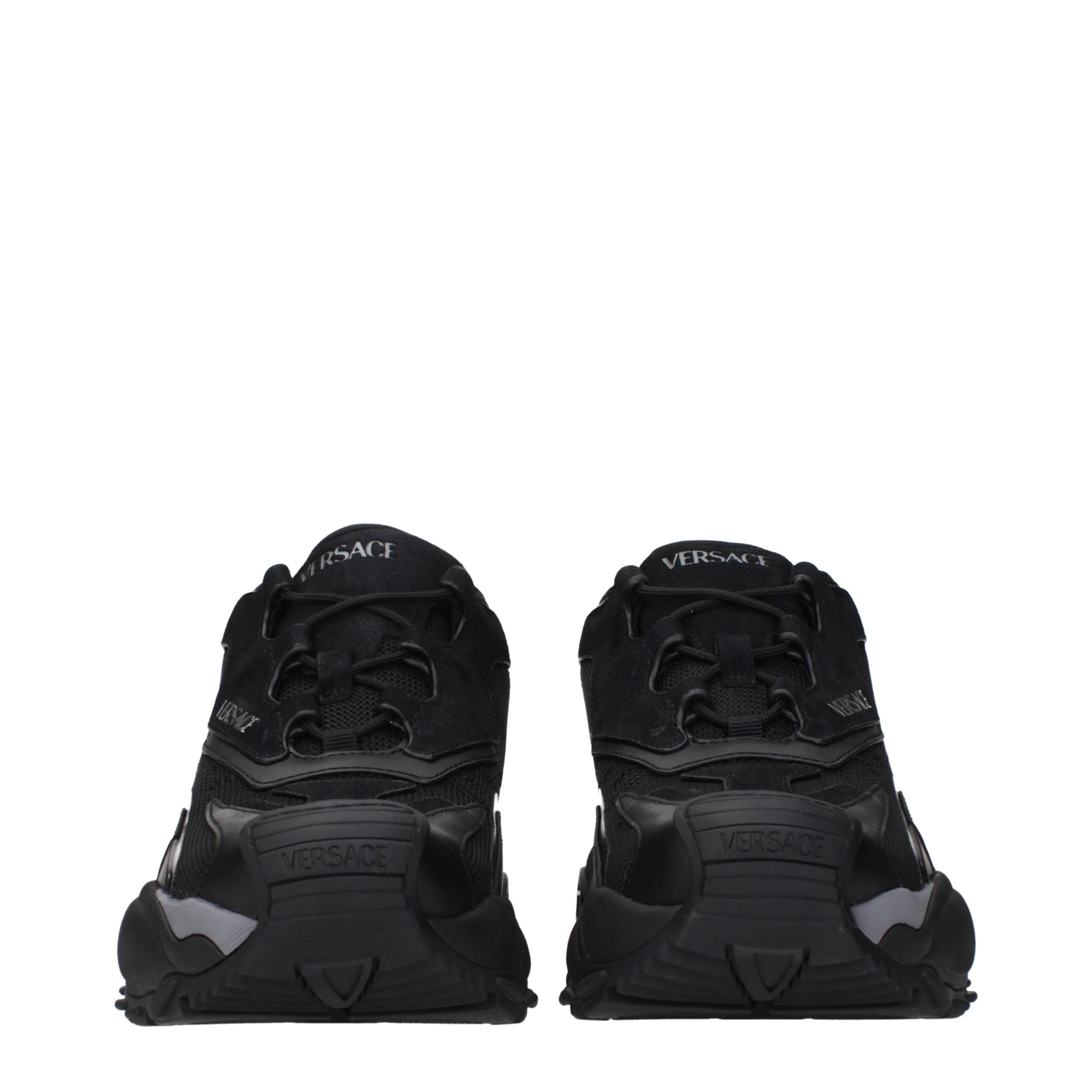 Versace Black Fabric Chunky Sneakers Versace