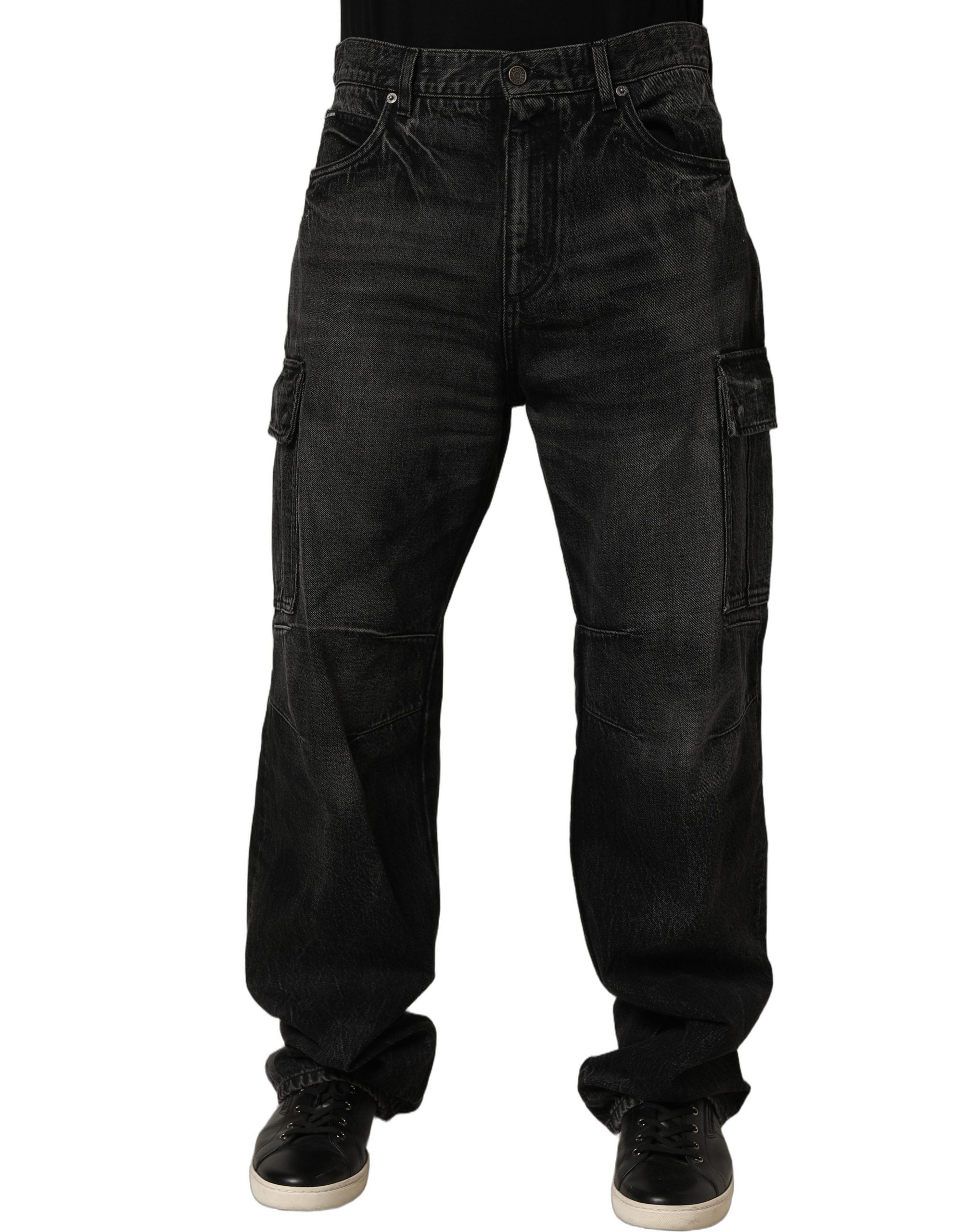 Dolce & Gabbana Dark Gray Cotton Baggy Cargo Men Denim Jeans Dolce & Gabbana