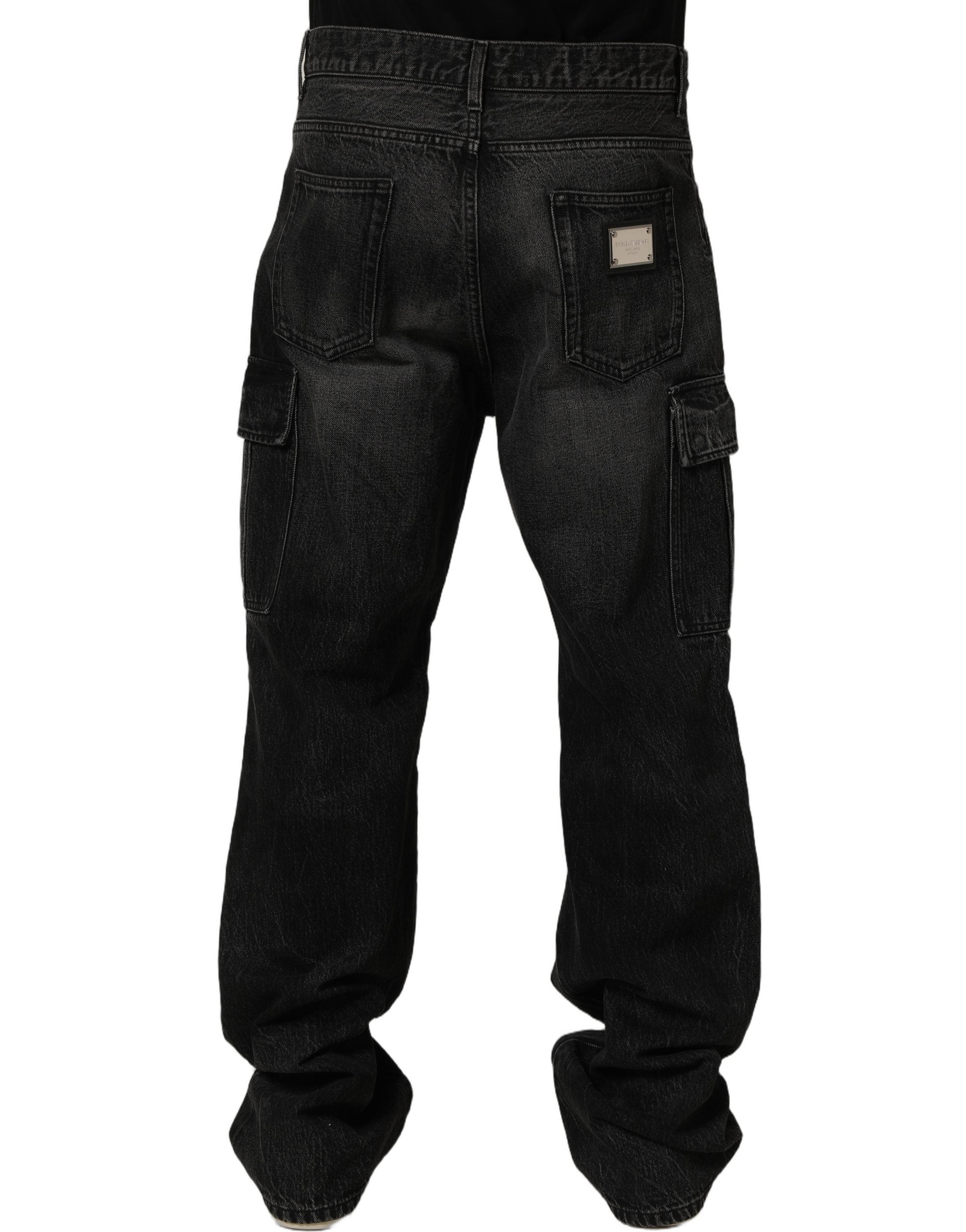 Dolce & Gabbana Dark Gray Cotton Baggy Cargo Men Denim Jeans Dolce & Gabbana