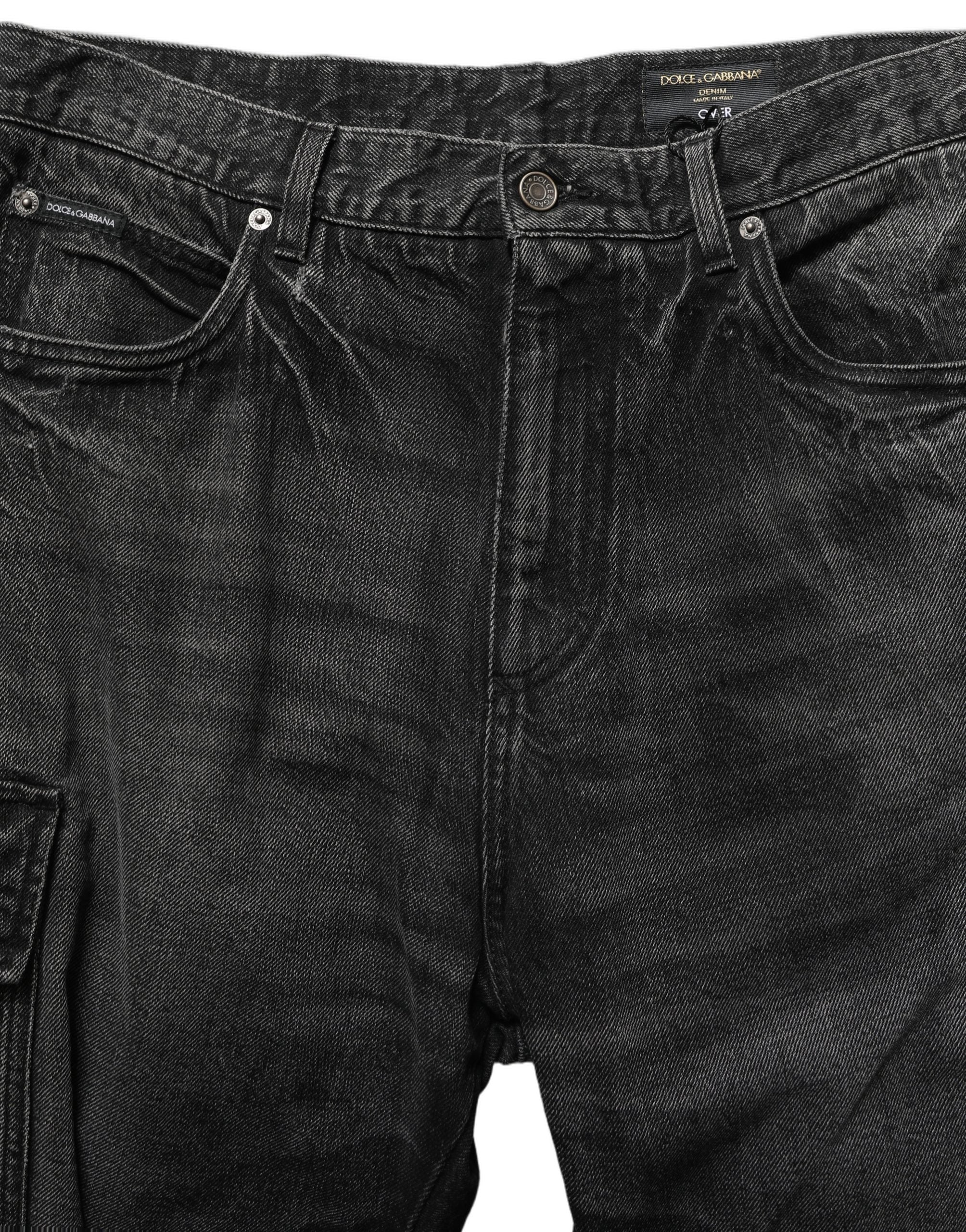 Dolce & Gabbana Dark Gray Cotton Baggy Cargo Men Denim Jeans Dolce & Gabbana
