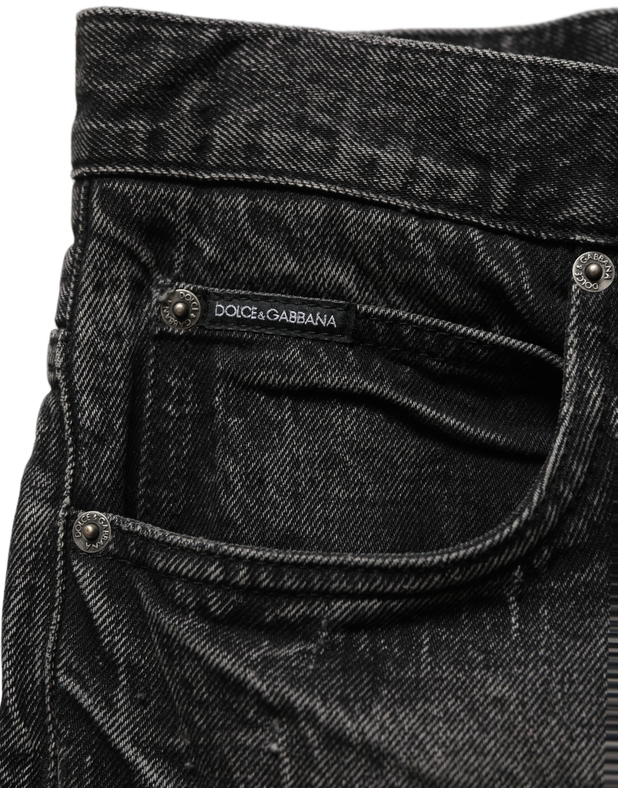 Dolce & Gabbana Dark Gray Cotton Baggy Cargo Men Denim Jeans Dolce & Gabbana