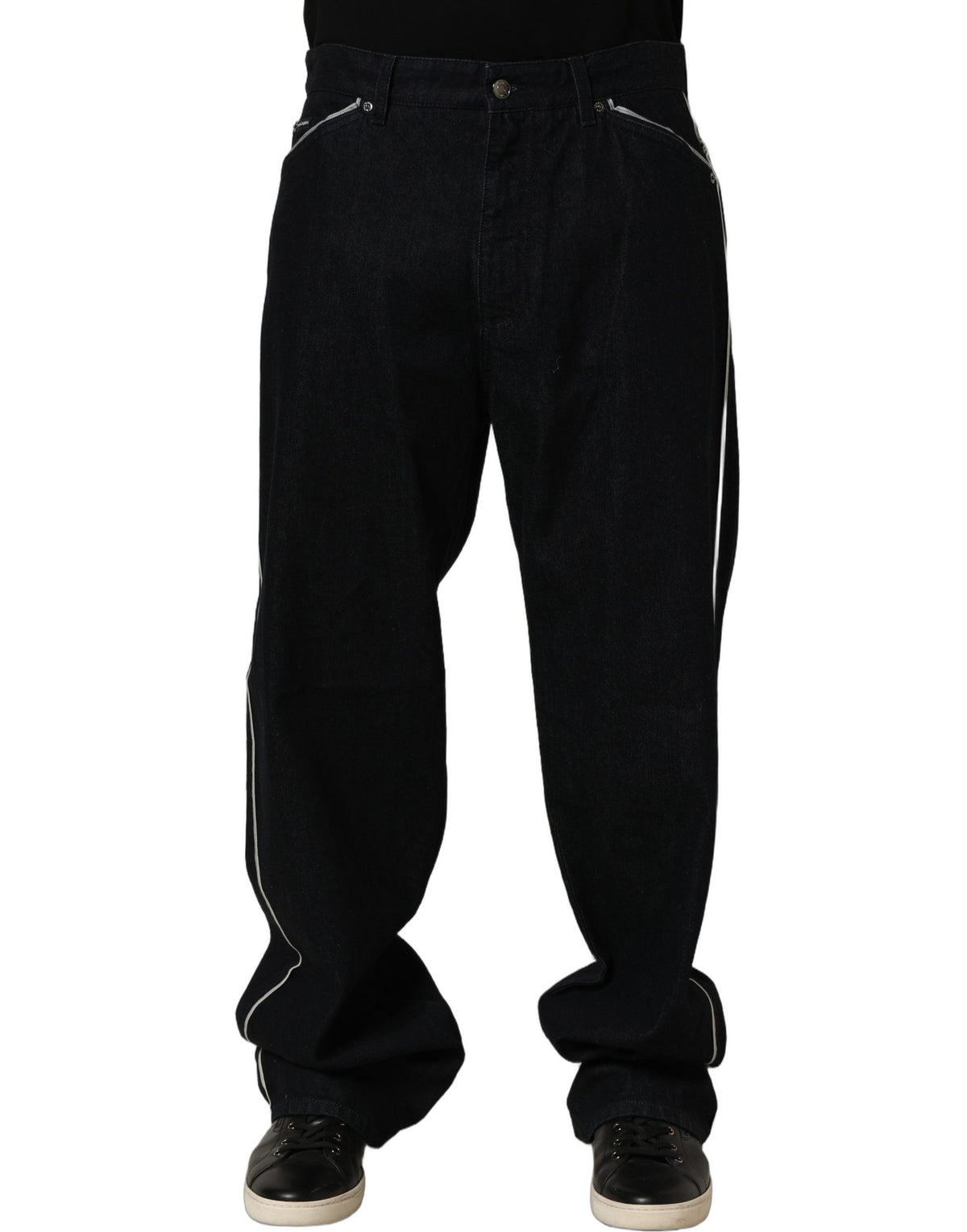 Dolce & Gabbana Black Cotton Stretch Straight Men Denim Jeans Dolce & Gabbana