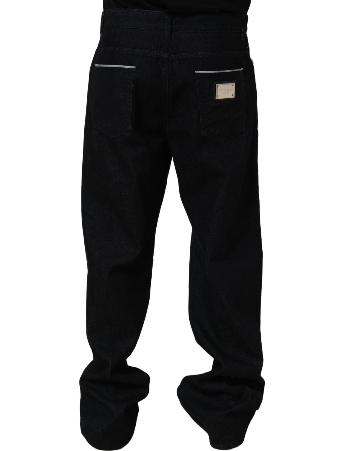 Dolce & Gabbana Black Cotton Stretch Straight Men Denim Jeans Dolce & Gabbana