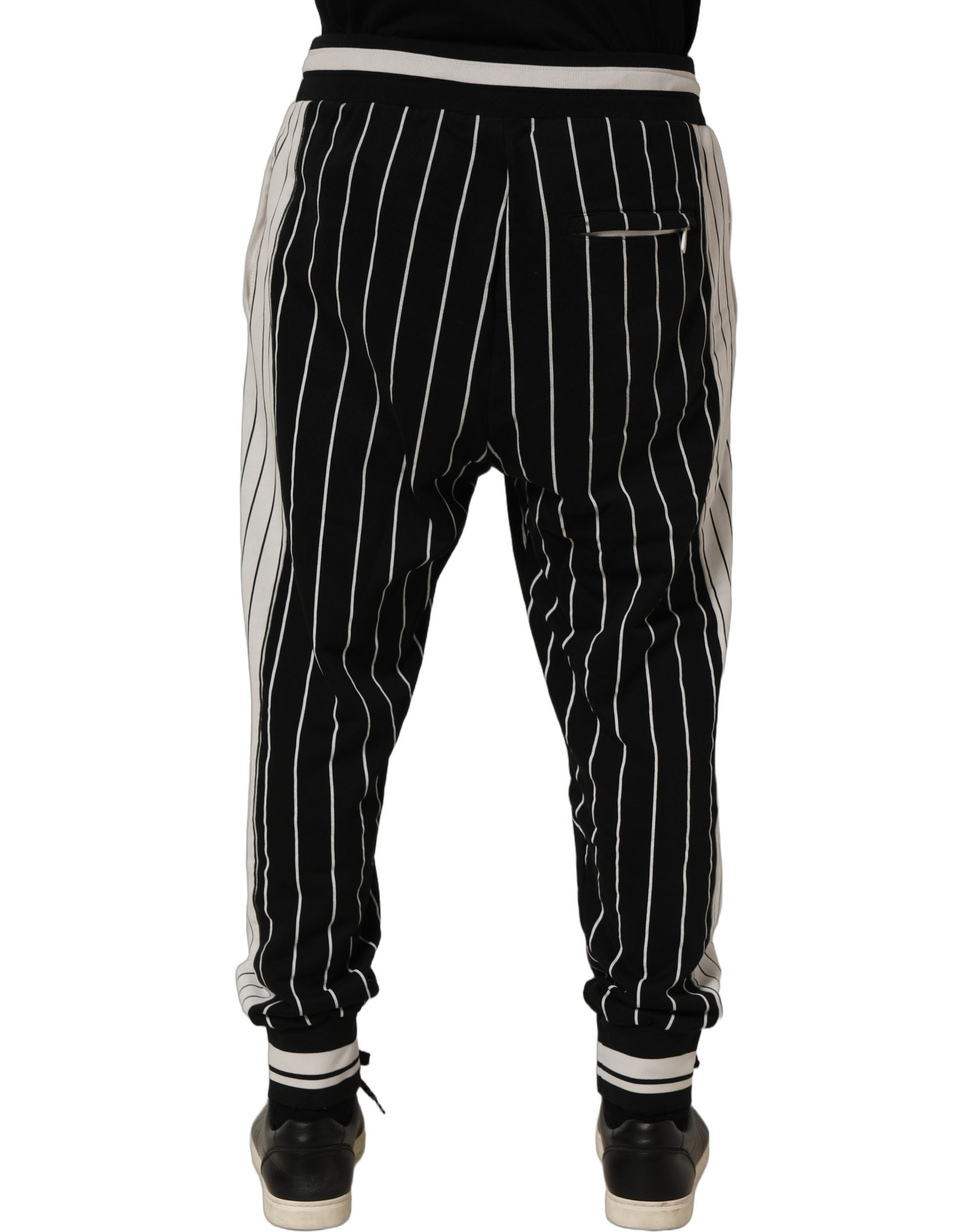 Dolce & Gabbana Black Striped DG Patch Men Sweatpants Pants Dolce & Gabbana